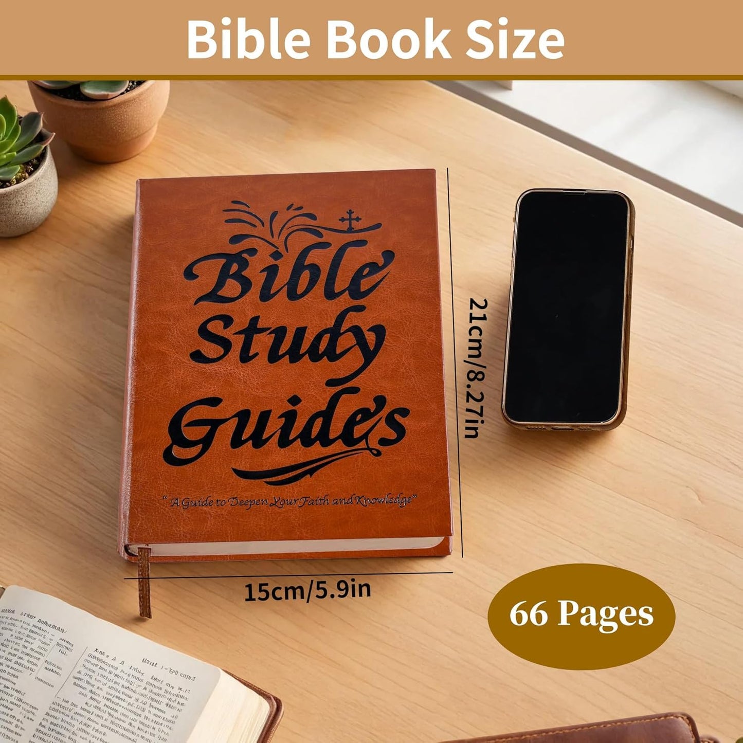 Bible Study Guide for Women - 66 Page Daily Devotional Journal Book - 2026 Bible Study Journals Planner Leather - Scripture Summaries & Daily Reflections - Christian Gift Ideas for Beginners, Men