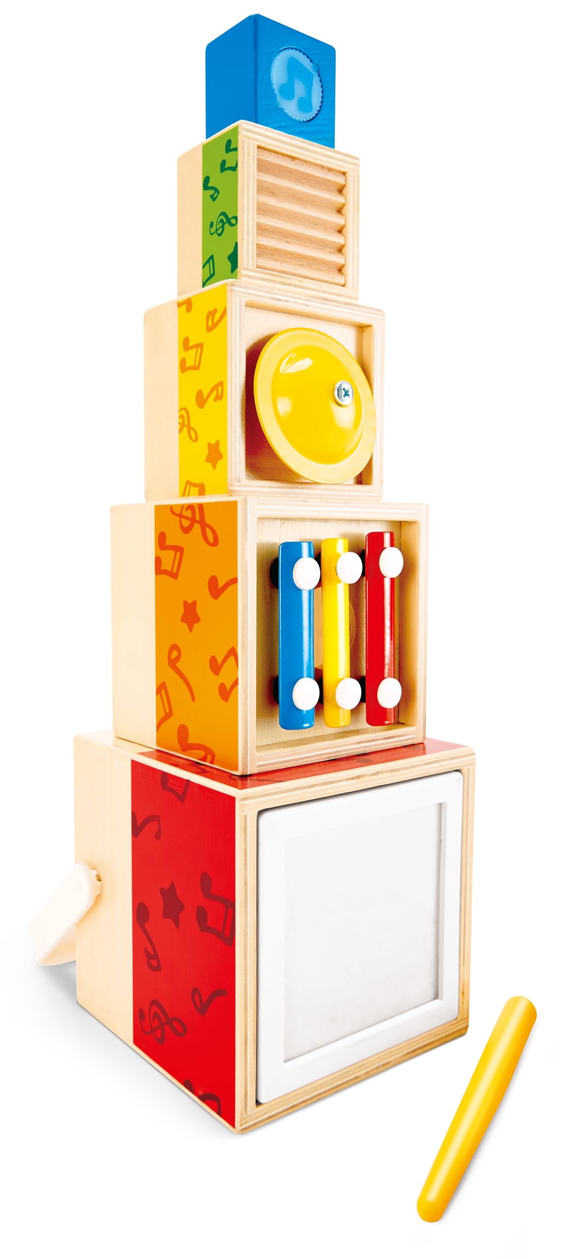 Hape Stacking Music Set | Colorful 6 Piece Musical Box Toy, Wooden Set for Kids 18 Months+