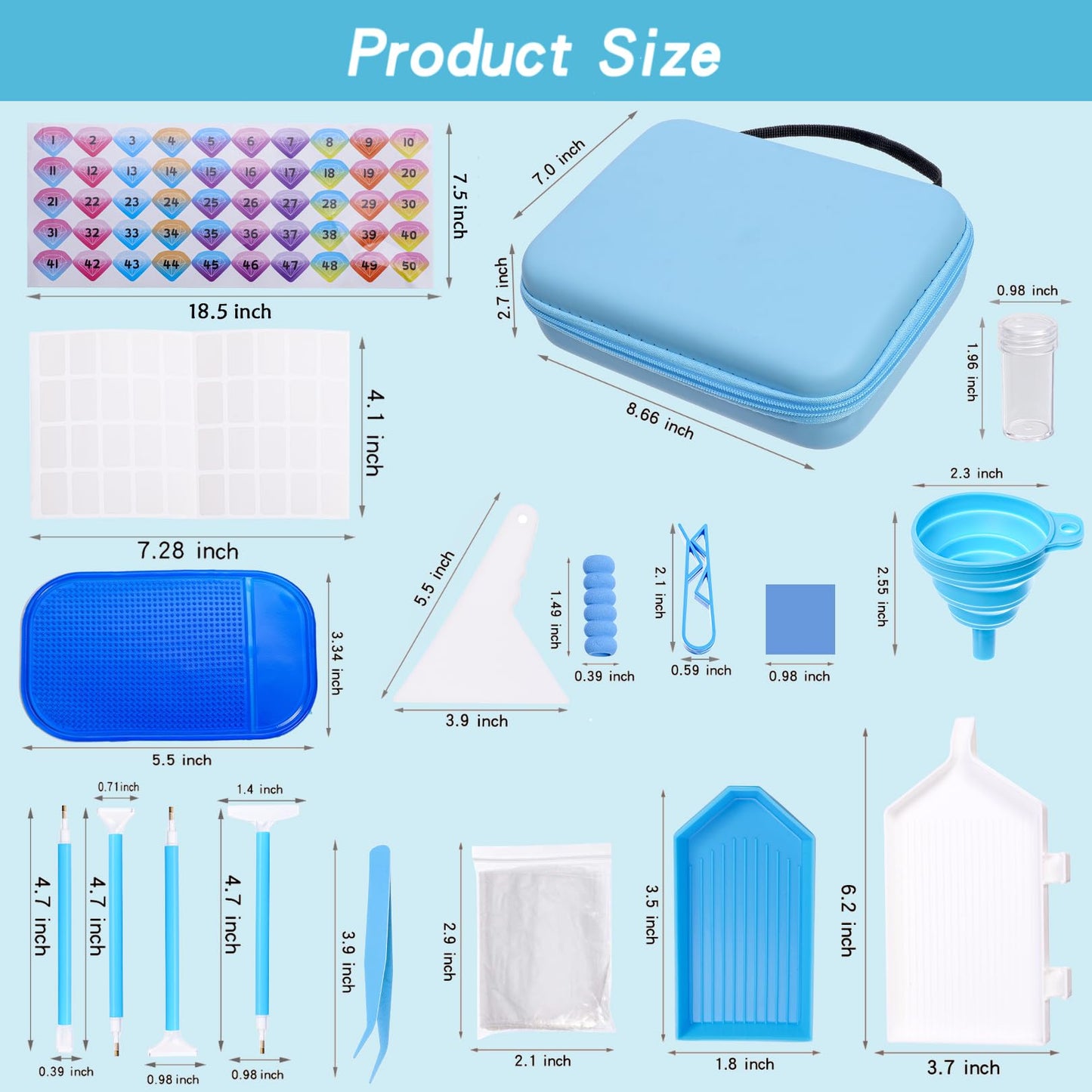 LYMUSUMI Diamond Art Storage 30 SlotsContainers for Adults Portable Bead Storage Boxes for Diamond Painting Accessories and Tools Blue