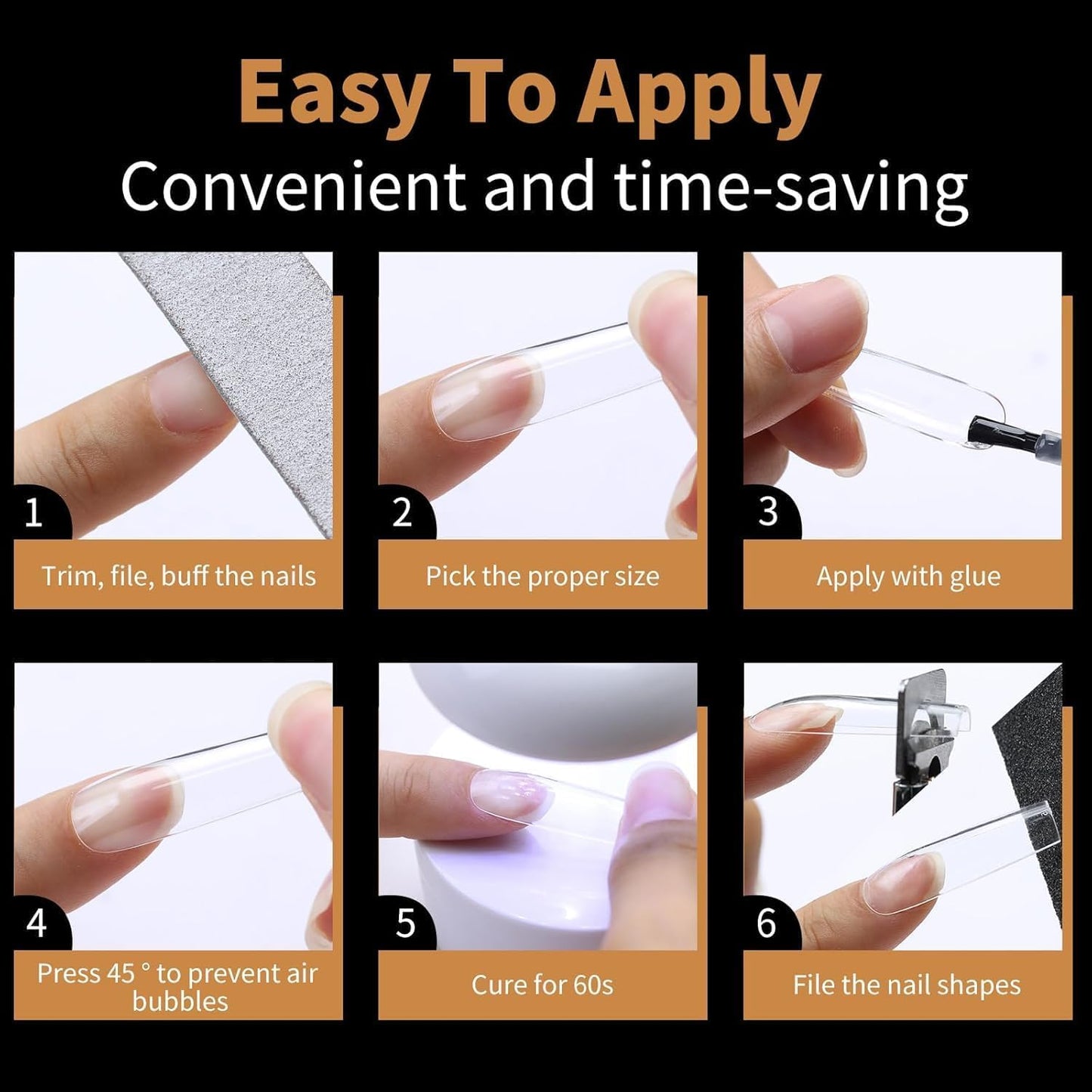 600PCS Extra Long Full Cover Soft Gel Nail Tips – 12 Sizes Clear Fake Nails with Numbers – Professional Refill Box for Nail Extension, DIY Nail Art, Salon and Home Manicure (Tapered Square, Clear)