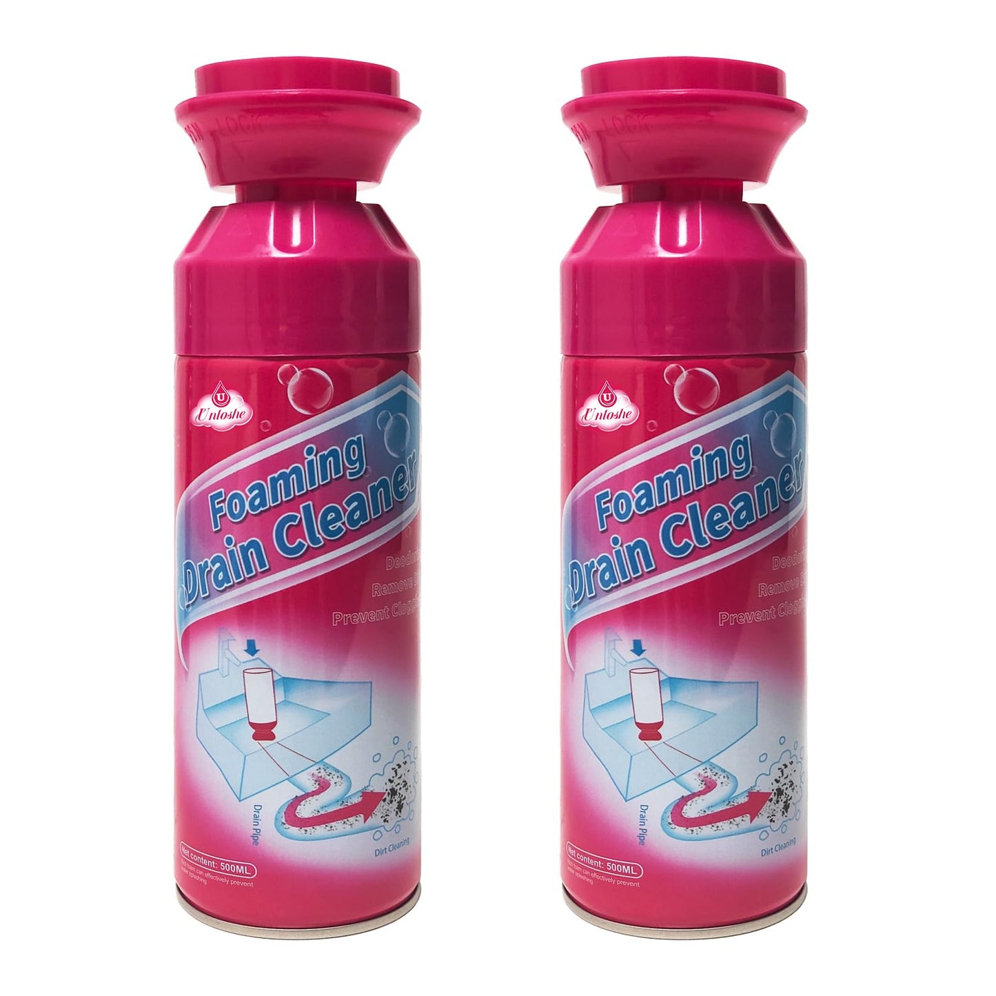 Foaming Drain Cleaner, Sink Drain Cleaner and Deodorizer, Drains Clog Remover for Bathroom Sinks, Washbasin, Tubs (2PCS)