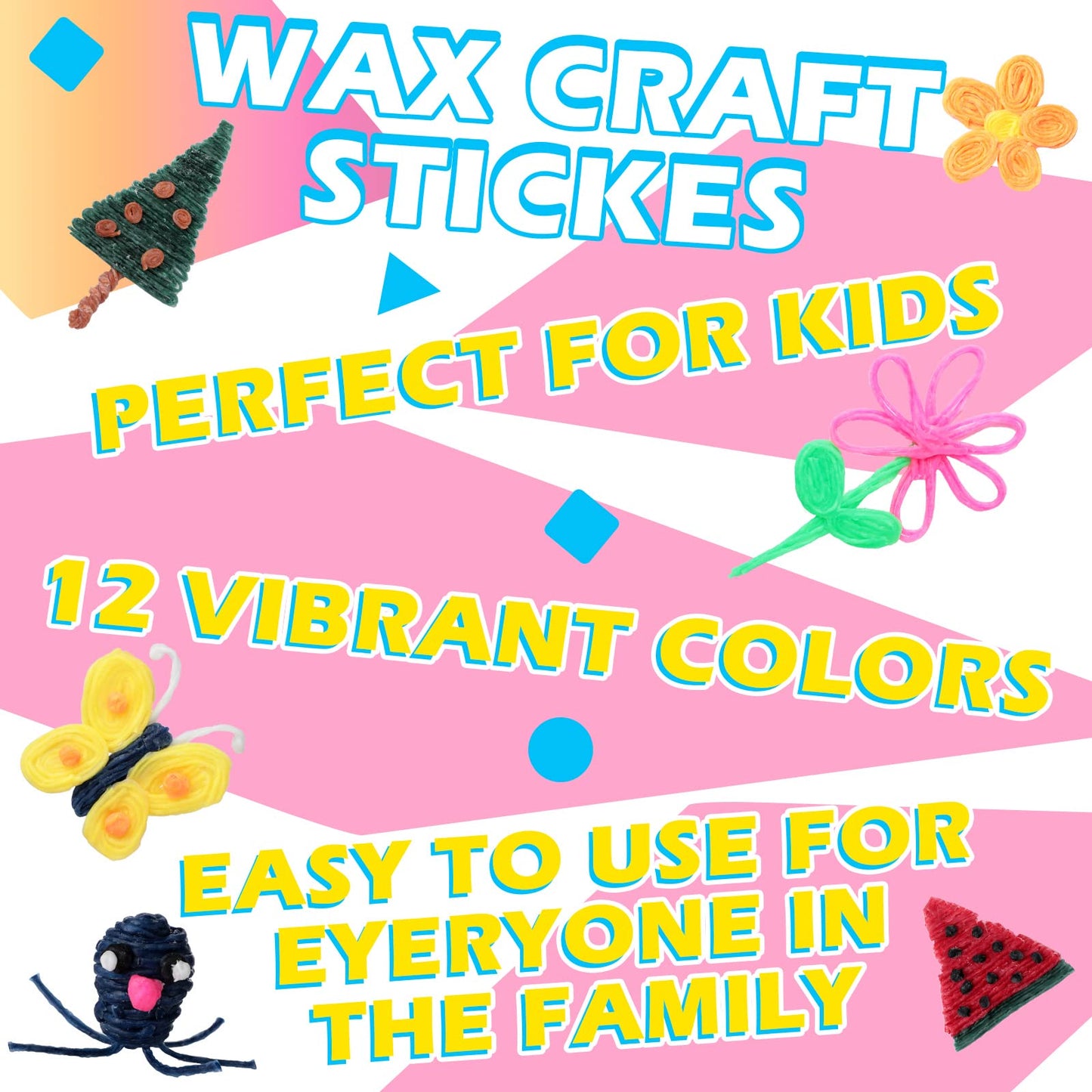 600 Pieces Wax Craft Sticks for Kids Bendable Sticky Yarn Molding Sculpting Sticks in 13 Colors with Plastic Storage Box for Handicraft DIY School Project Supplies