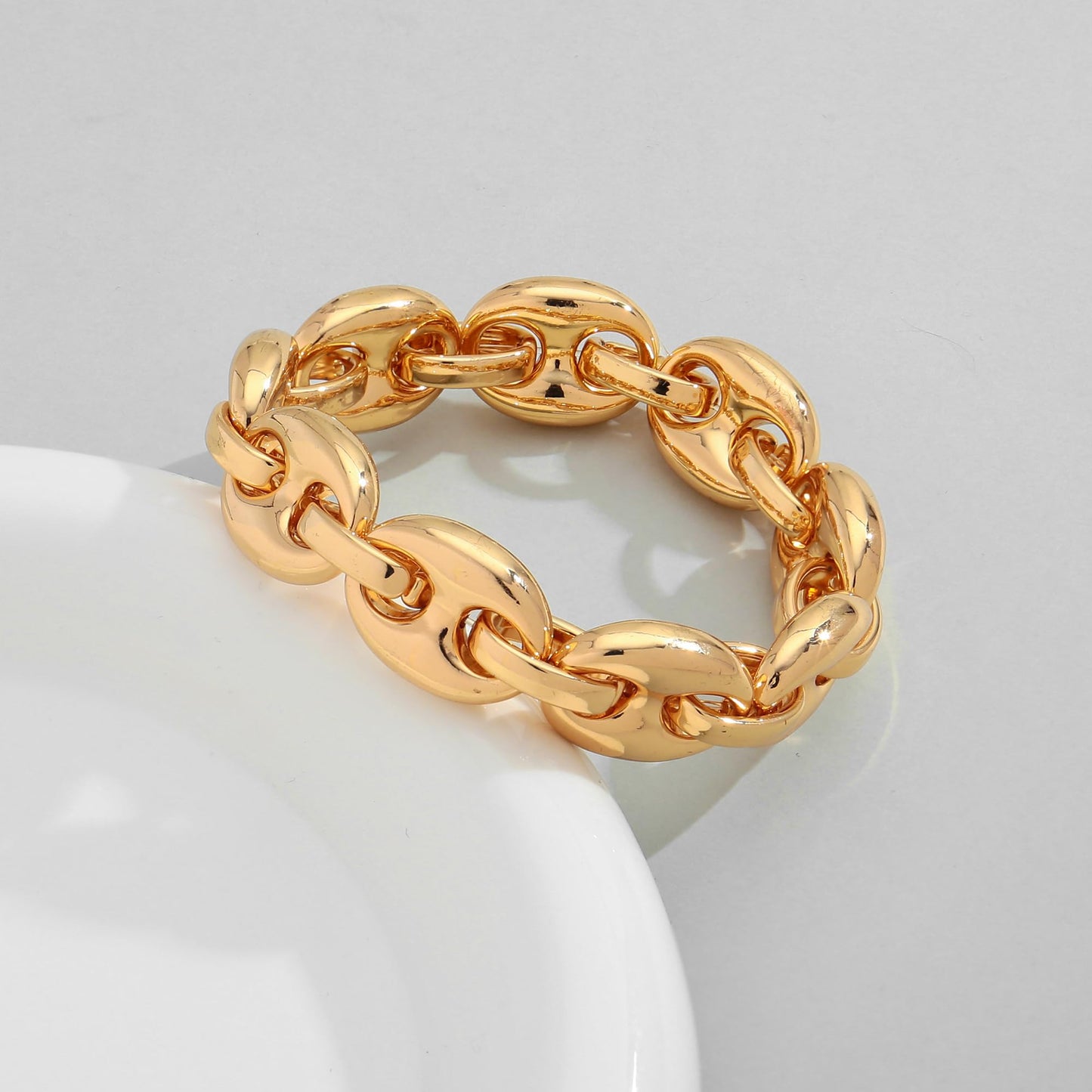 WOWORAMA Gold Chunky Chain Bracelet for Women Adjustable Elastic Stretch Bangle Bracelets Gold Thick Chain Statement Chunky Bracelet