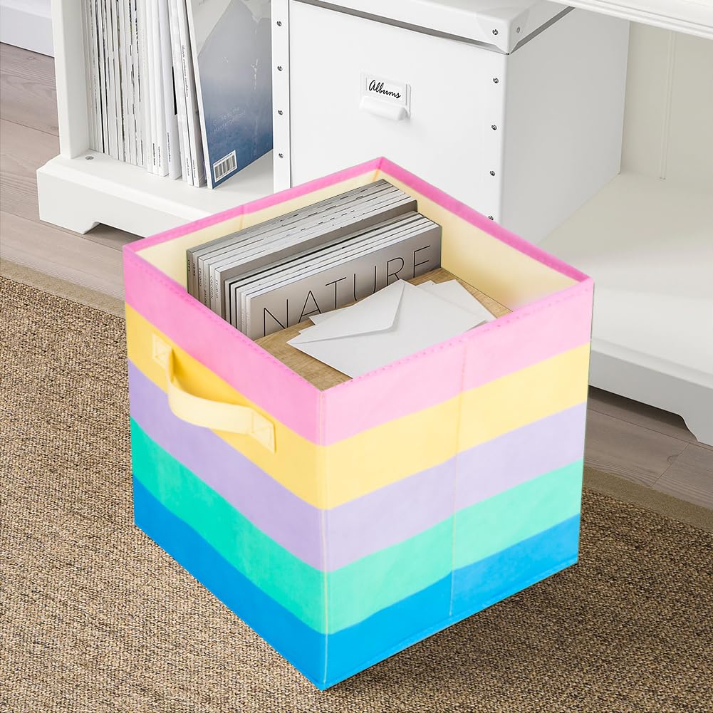 ShellKingdom Storage Bins, Foldable Fabric Storage Cubes And Cloth Storage Organizer Drawer For Closet And Toys Storage, 6 Pack (Rainbow)