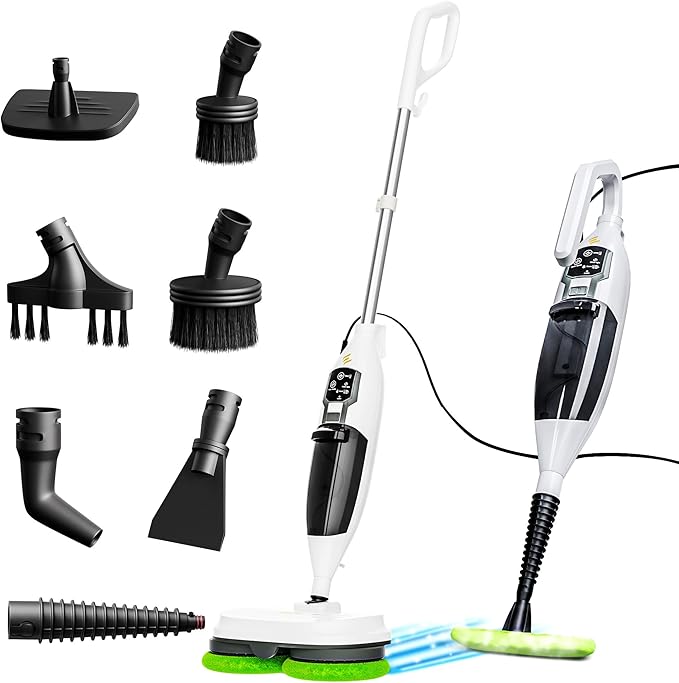 Elev8 Prestige Electric Steam Mop – 15-in-1 Detachable Floor Scrubber with 3 Steam Modes – Electric Mop for Hardwood Floors, Kitchen Hoods & Worktops Cleaning