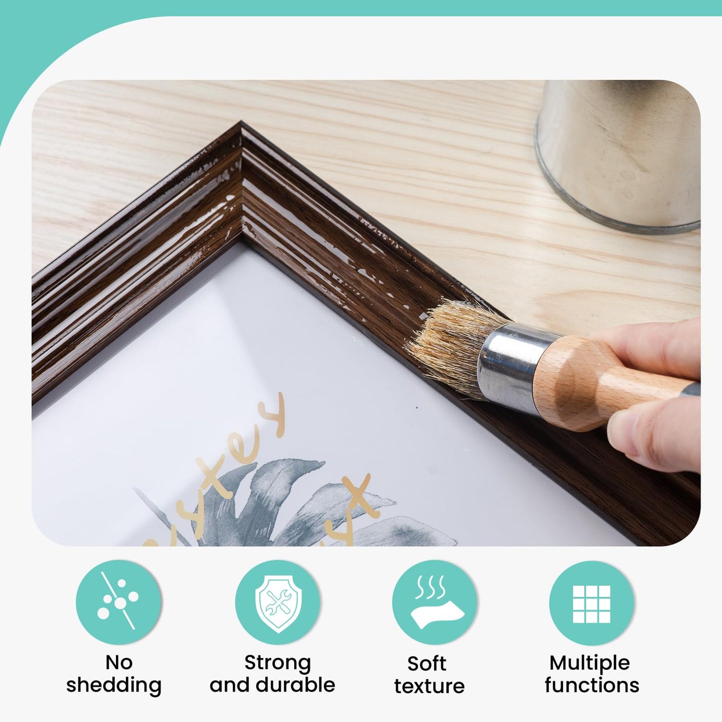 Mister Rui Chalk Wax Paint Brush, 5pcs, Wax Brushes for Waxing and Stenciling, Natural Bristles Round Paint Brushes, Ideal for DIY Home Decor, Art Crafts
