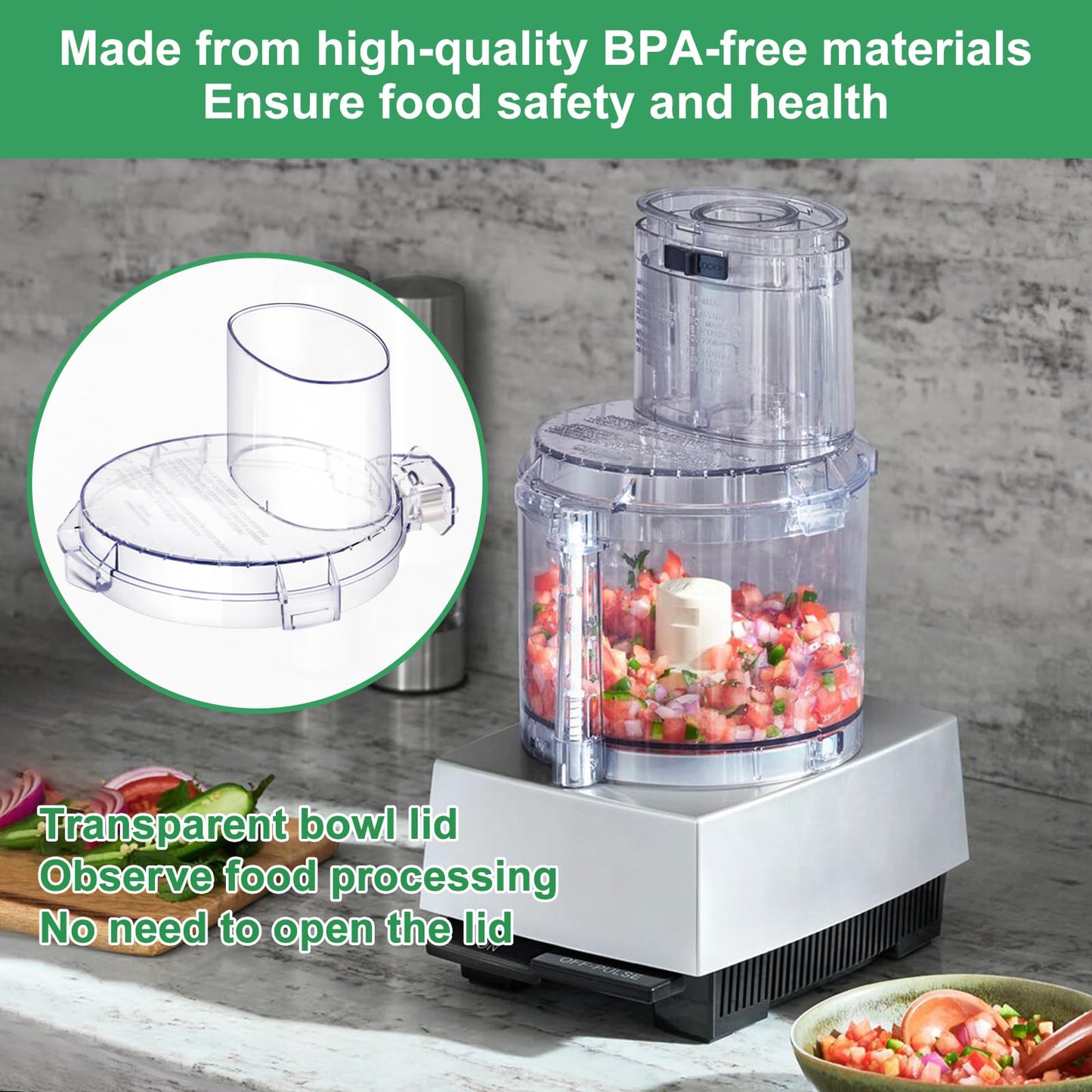 DLC-10 Series Work Bowl Cover 7-Cup DLC-117BGTXT-1 Food Processor Replacement Parts for Tritan Cuisinart,This Cover Features 4 Tabs On The Bottom Rim,Will Only Work With a Tritan Workbowl