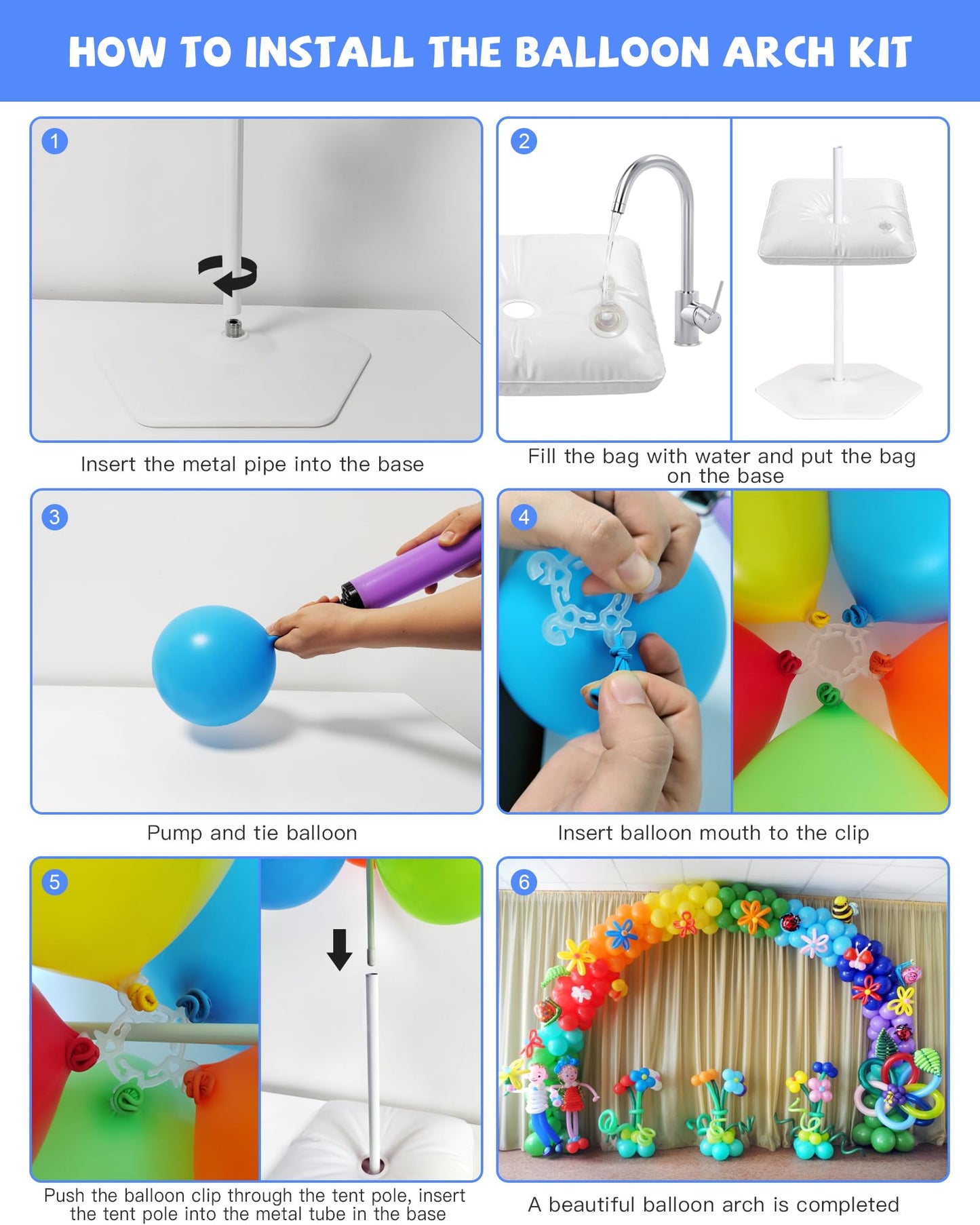 TEKXYZ Balloon Arch Stand Kit, 10FT Wide & 7.5FT High Adjustable Balloon Arch Frame, Ideal For Party Decorations, Not Include Balloons