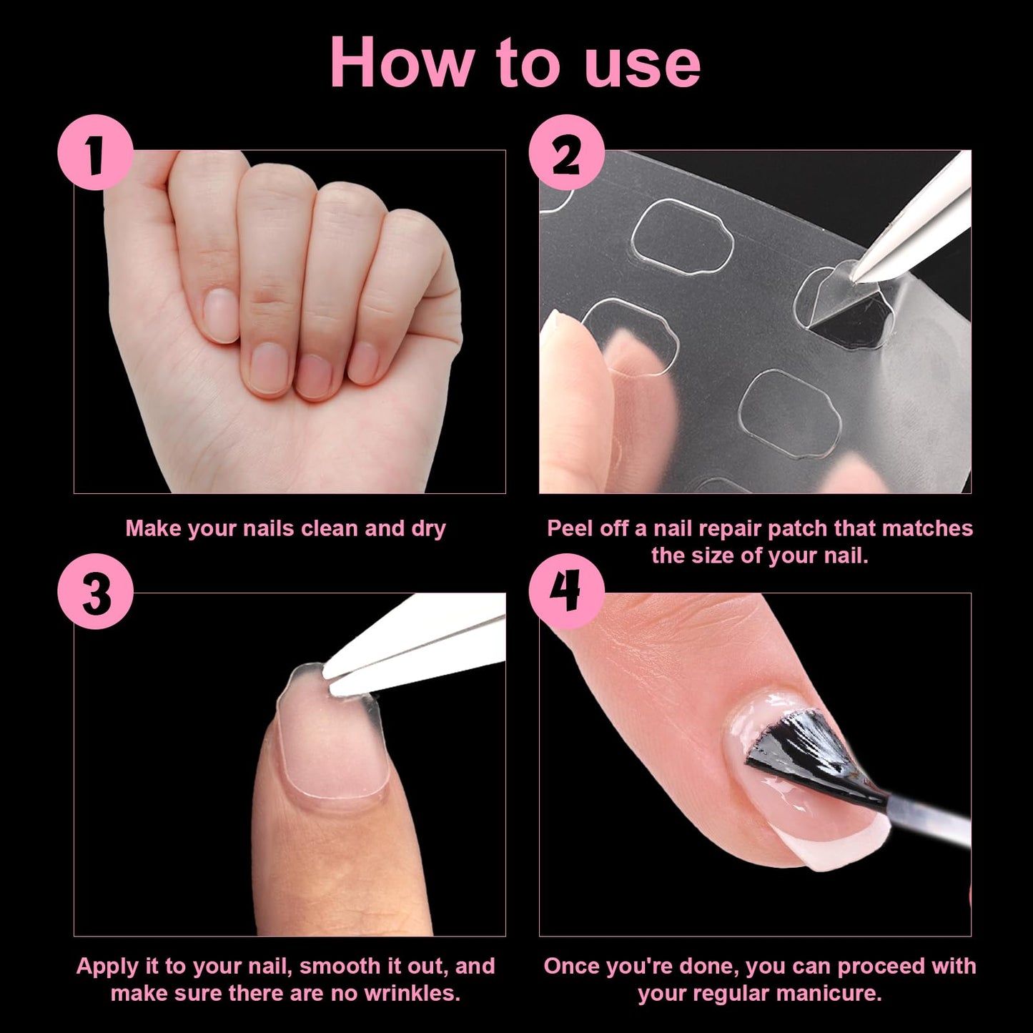 Nail Repair Patches for Damaged Nails - 6 Sizes Clear Nail Shaped Repair Sheets, Fixation & Isolation Layer, Protective Layer for Acrylic, Invisible Instant and Easy to Use 26 Pcs (590 units)
