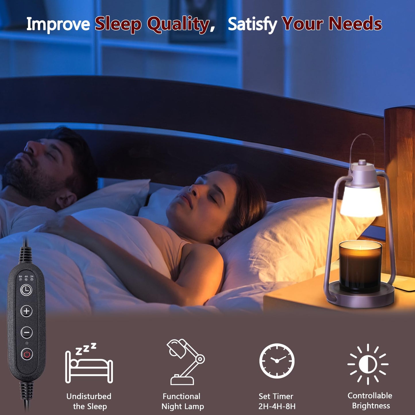 Candle Warmer Lamp with Timer for Women, Dimmable Electric Wax Warmer Lamp for Jar Candles, Candle Lamp Warmer with 2 Bulbs,Home Decor, Birthday Gifts for Mom Men