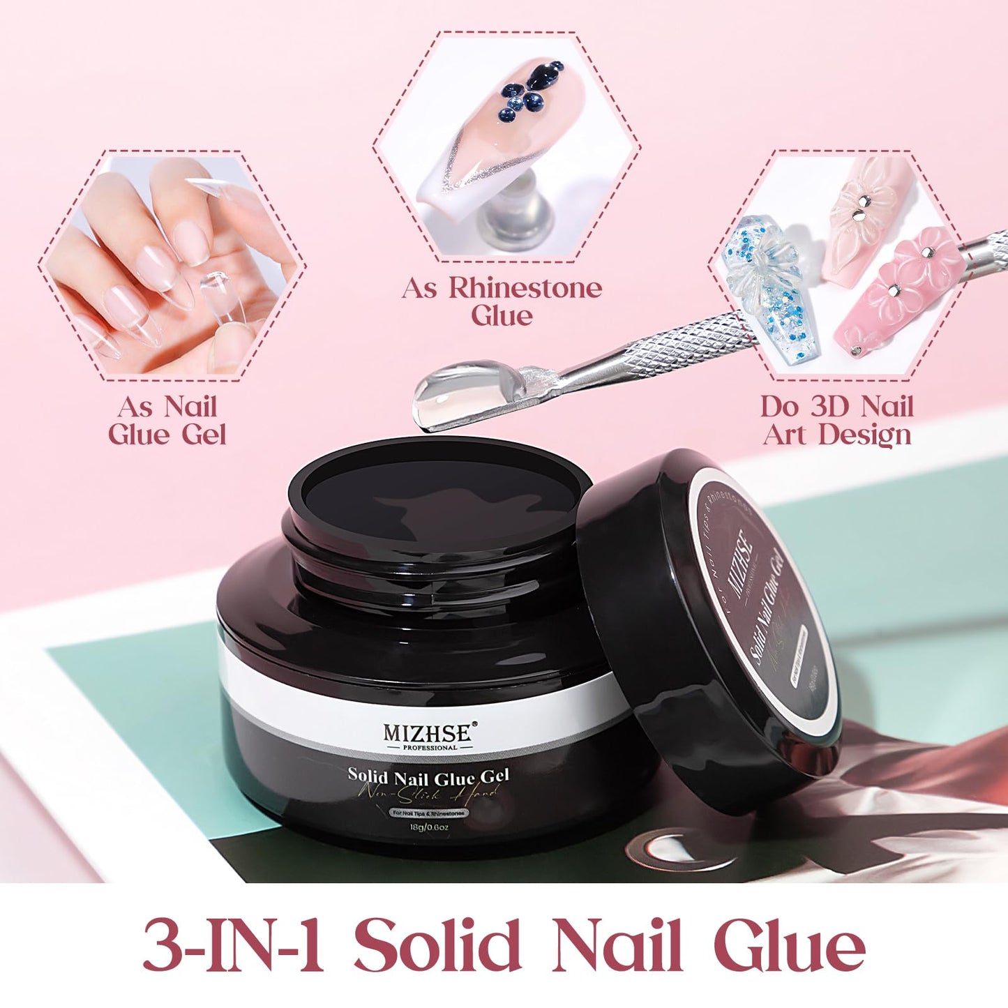 MIZHSE Gel Nail Kit, Solid Nail Glue Gels with 240Pcs Almond Medium Nails Tips Soft Gel Half Matte, Portable U V LED Nails Lamp Gels Extension Kit for Salon Art Home DIY Manicure