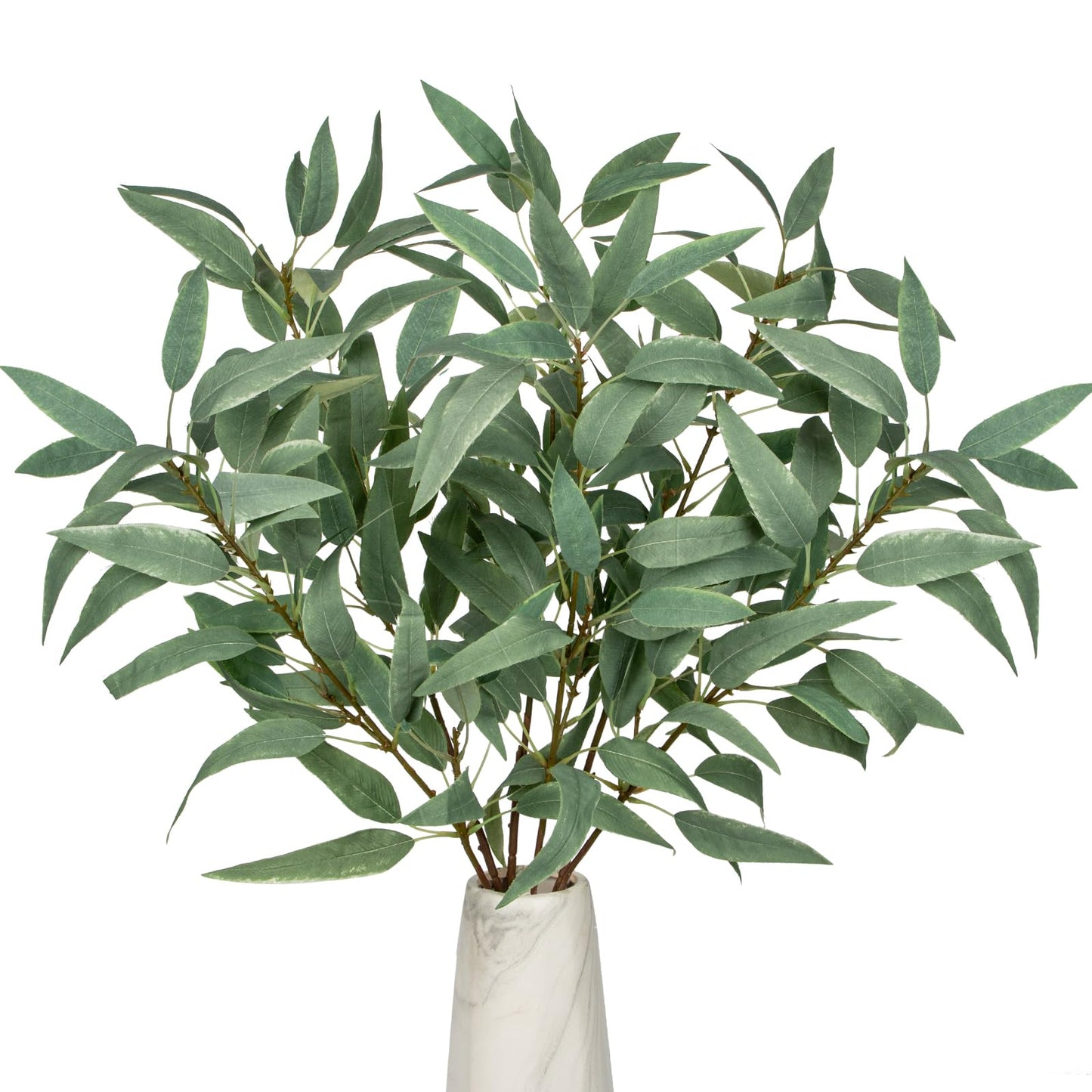 Faux Eucalyptus Stems - 34' Long Fake Salix Leaves 6 Pcs Artificial Greenery Stems for DIY Bouquet Arrangements, Centerpieces, Shower Decorations