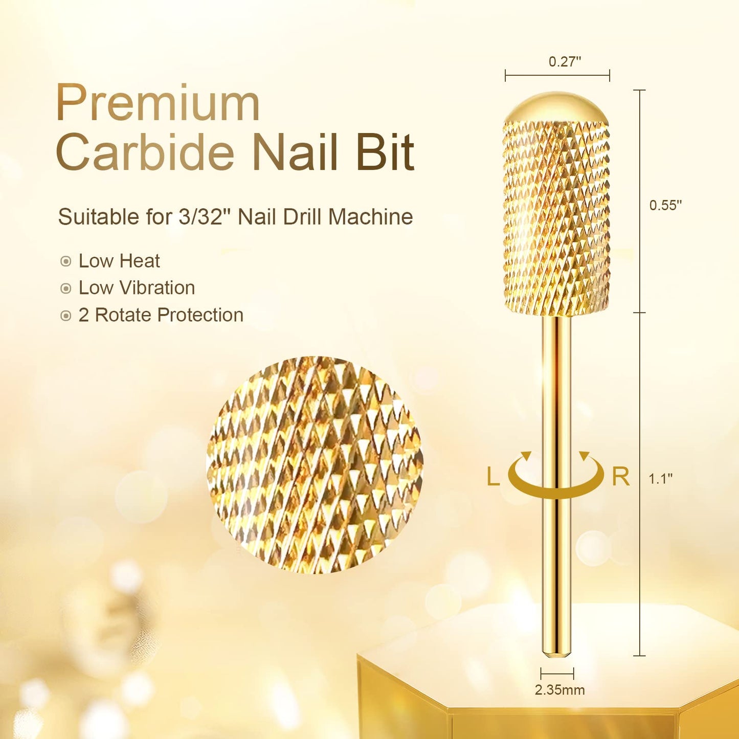 Nail Drill Bit Set, Corfulra 3pcs Safety Bits for Nail Drill, Tungsten Carbide Nail Drill Bits, Smooth Round Top Large Barrel Bits, Nail Supplies for Nail Tech to Remove Acrylic Nails (XF & M & XC)