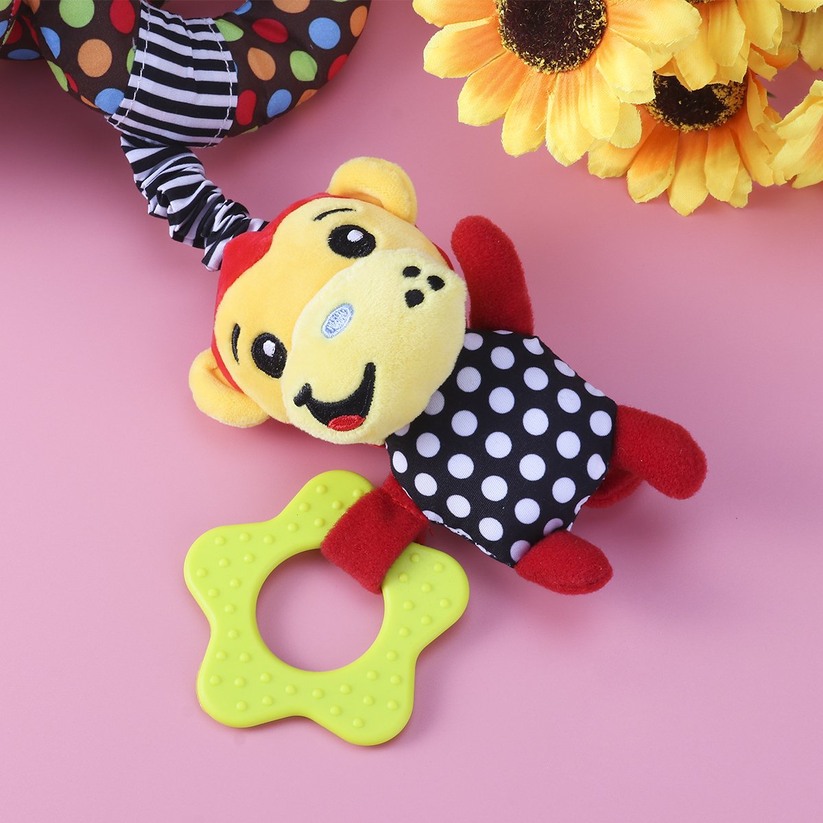 TOYMYTOY Car Seat Stroller Toy: Kid Plush Monkey Elephant Crib Hanging Rattles, Baby Spiral Carseat Bed Stroller Sensory Toy Newborn Essentials