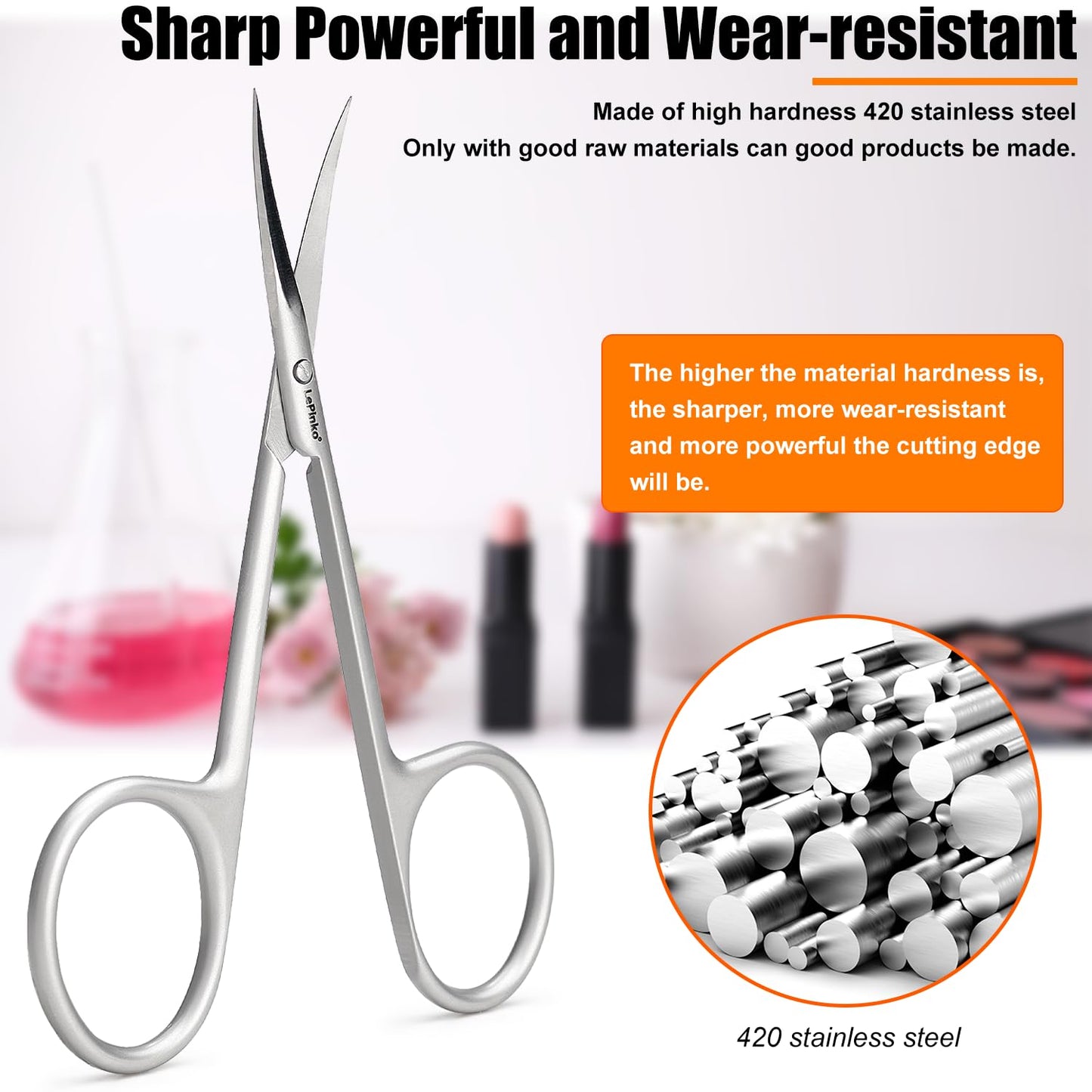 LePinko Cuticle Scissors, UPGRADED Fine Tip, for Manicure and Pedicure, Gifts for Men Women