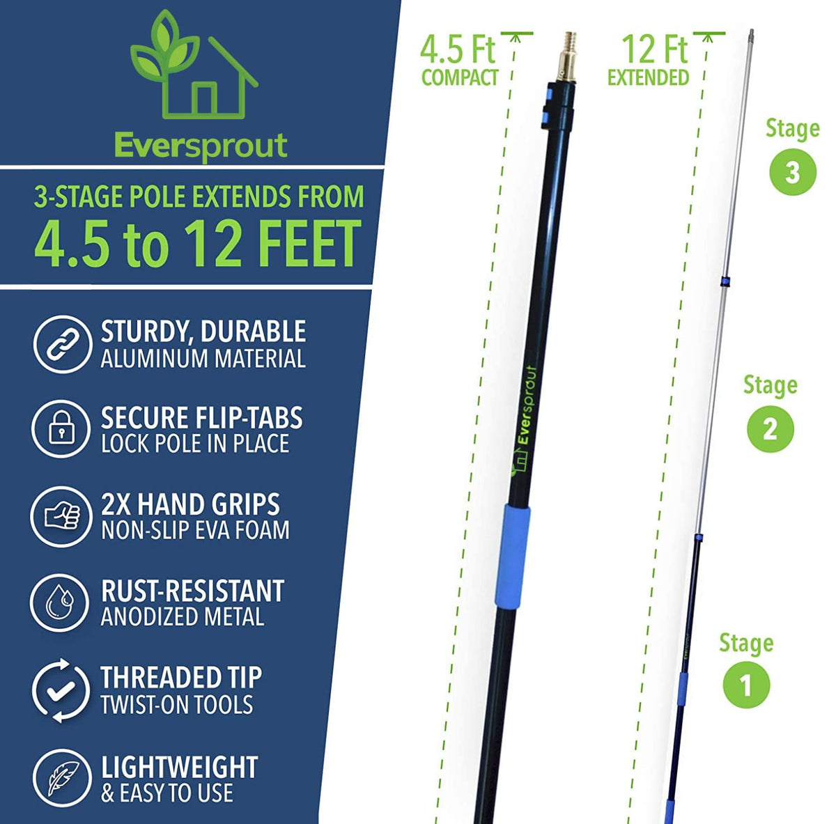 5-to-12 Foot Cobweb Duster & Pole Combo, Soft Bristles