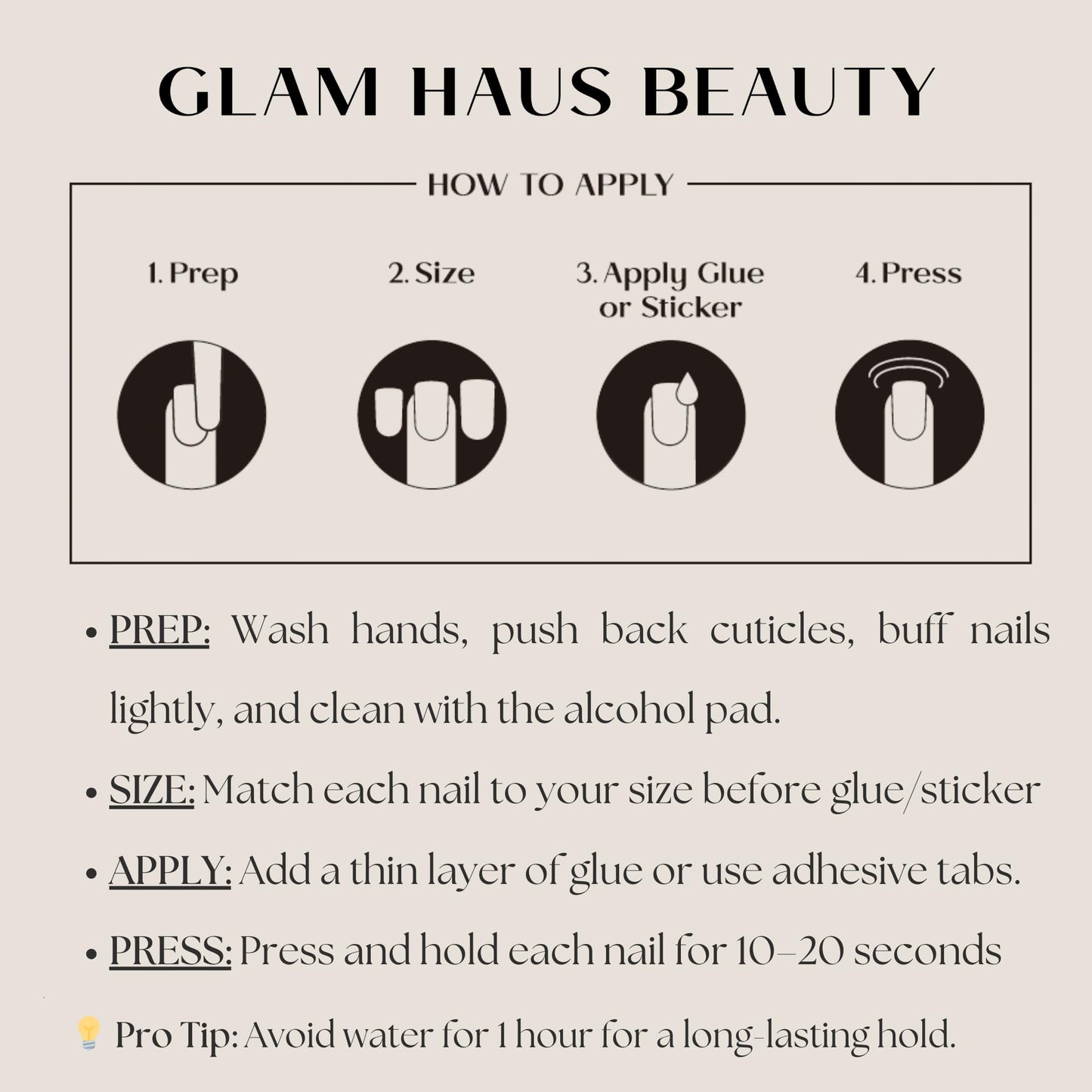 Glam Haus Beauty Press On Nails Vanilla Glaze | Short Square Milky White Glazed Finish Salon Quality | 16 Sizes - 32 Nail Kit with Glue & Adhesive Tabs