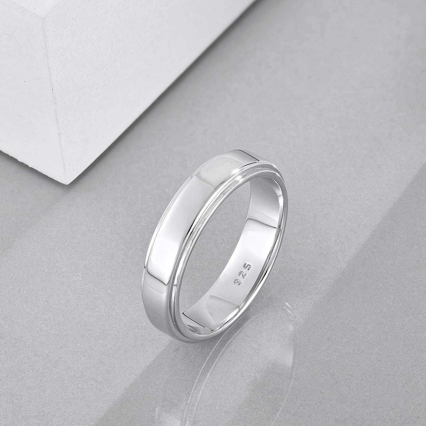 STARCHENIE 5mm Wedding Band Ring, 925 Sterling Silver Comfort Fit, Classic Style, Sizes 11