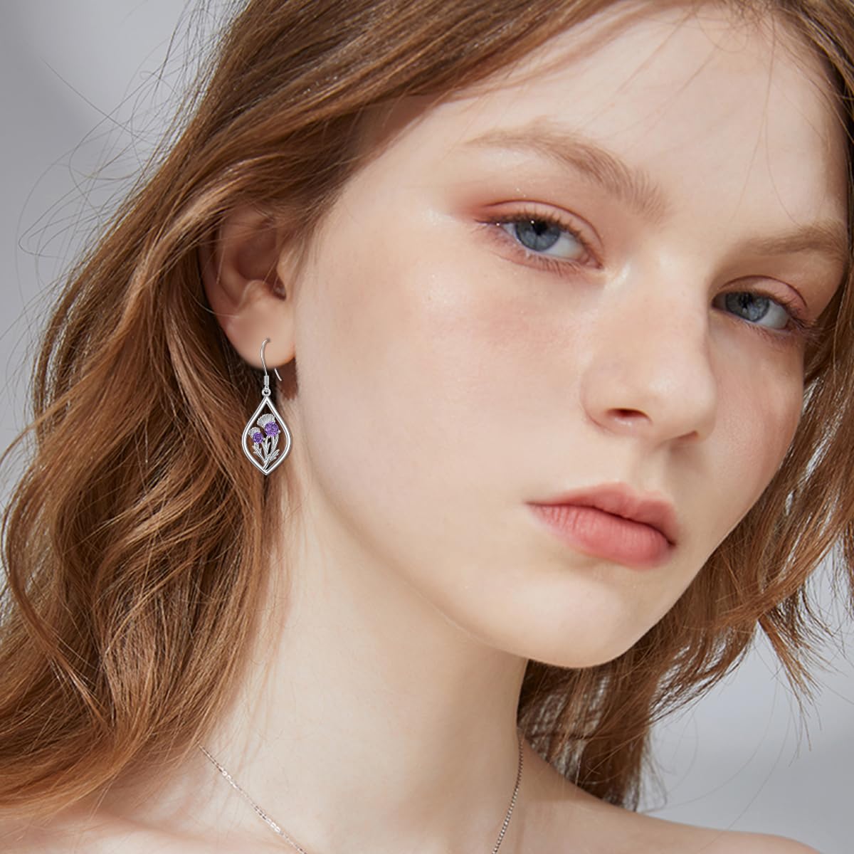 Scottish Thistle Jewelry Gifts Sterling Silver Scotland Thistle Dangle Dangling Drop Charm Earrings Scottish Earrings Gifts for Women