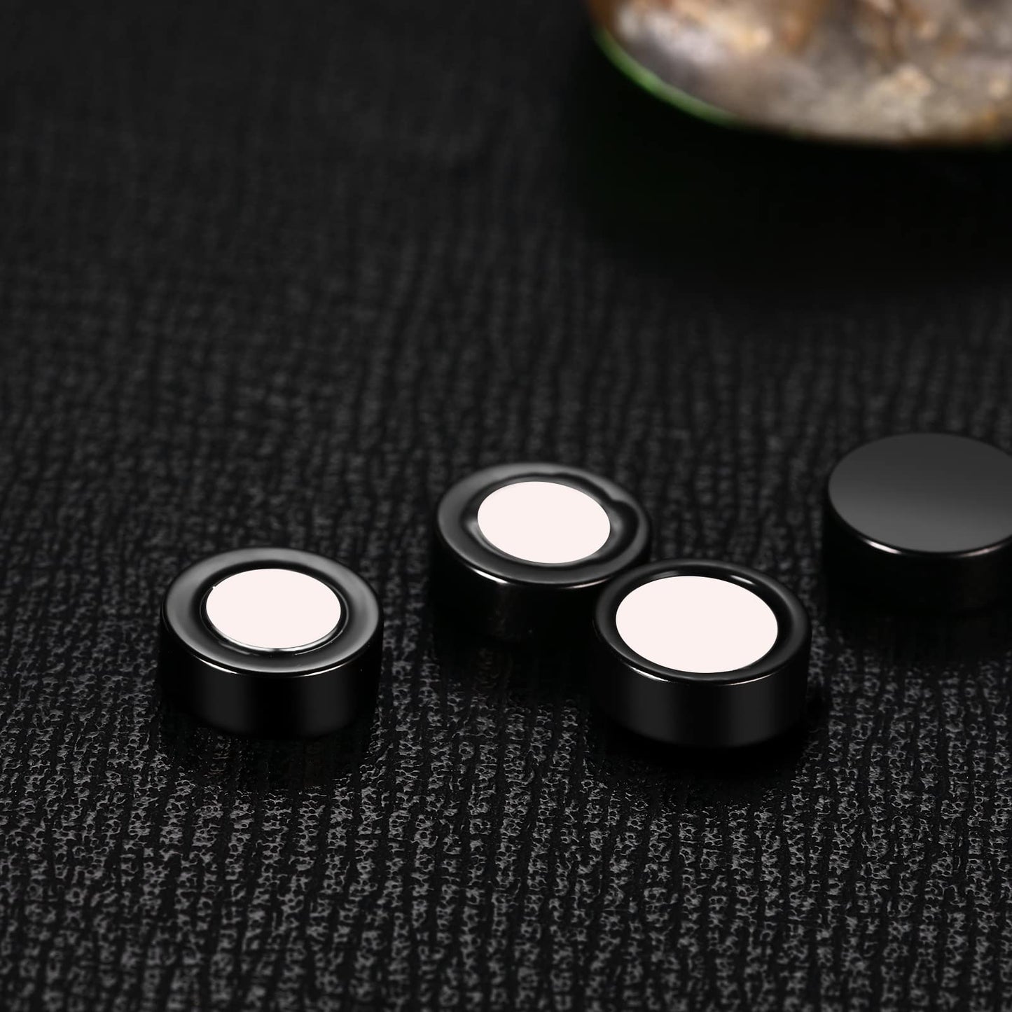 Rofusn Punk 8mm Stainless Steel Black Non-piercing Clip On Fake Cheater Stud Earrings for Men Women