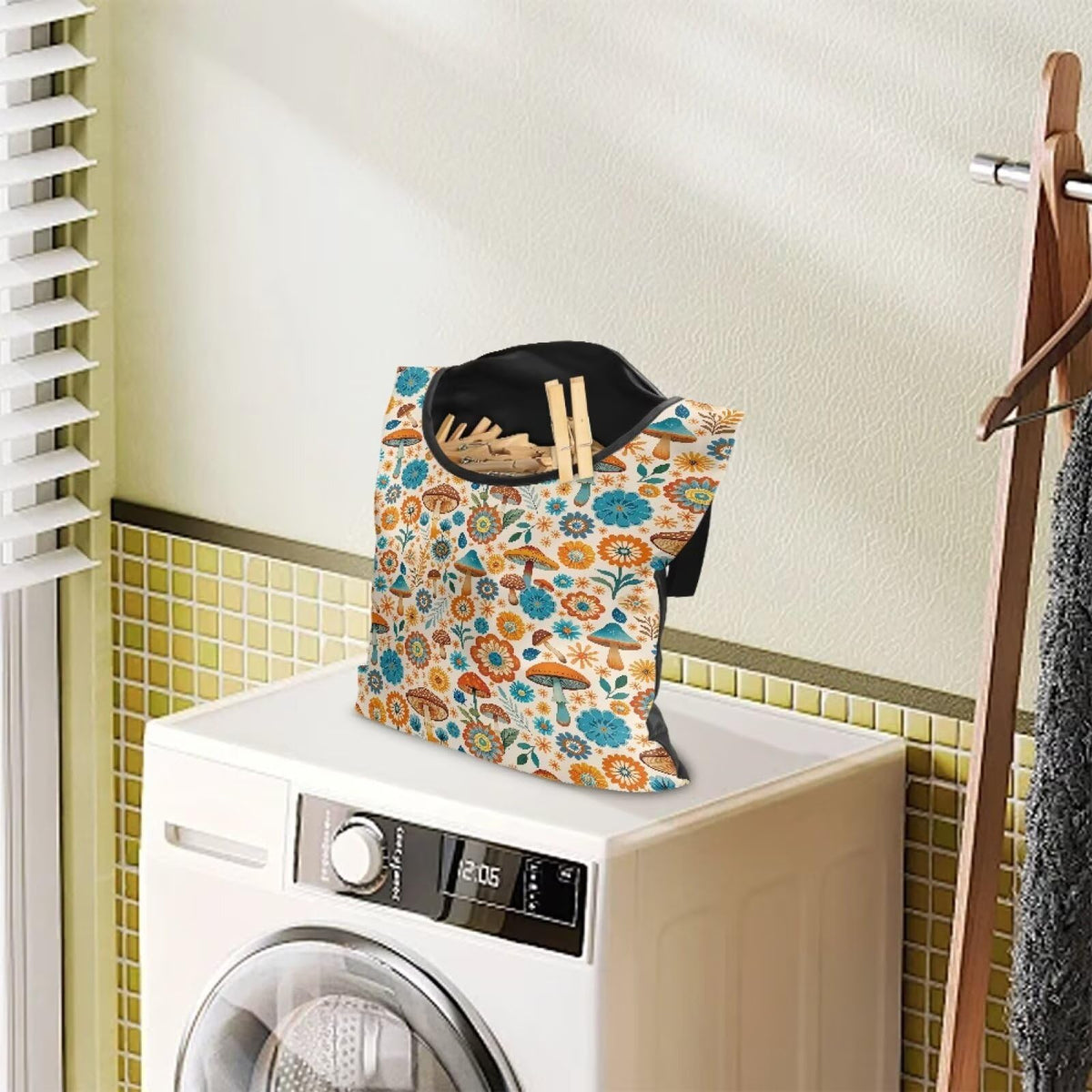 Boho Mushroom Hanging Clothespin Bag