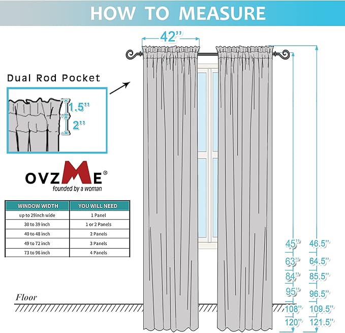 OVZME Light Green Sheer Curtains 63 inch Length 2 Panels Set for Bedroom Living Room, Elegant Light Filtering Sheer Drapes Window Treatments, Each is 42W x 63L Inches, Sage Green