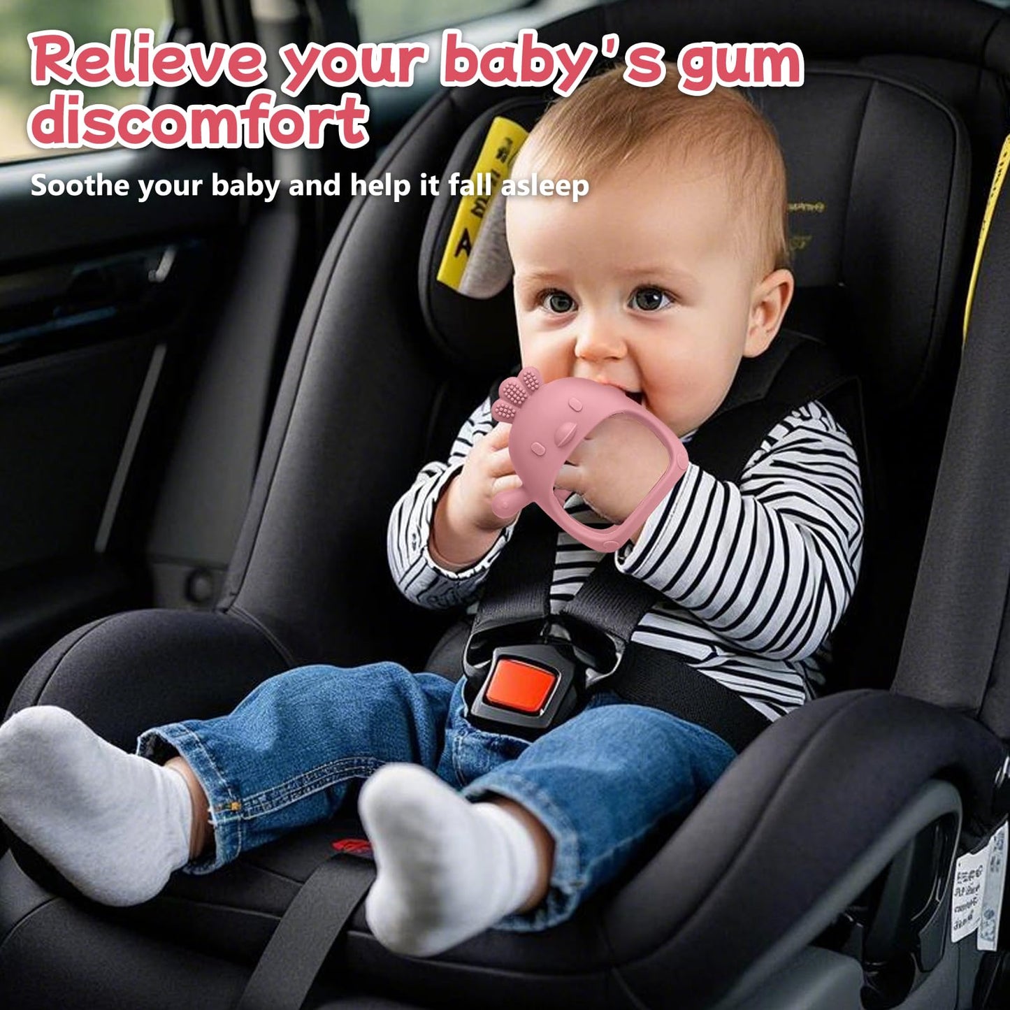 Tinabless Baby Teething Toys 5 Pack, Food Grade Silicone Teething Mitten & Teethers for Babies 3-12 Months, BPA-Free Infant Chew Toys for Teething Relief, Easy-Grip, Freezer Safe, Coral Red