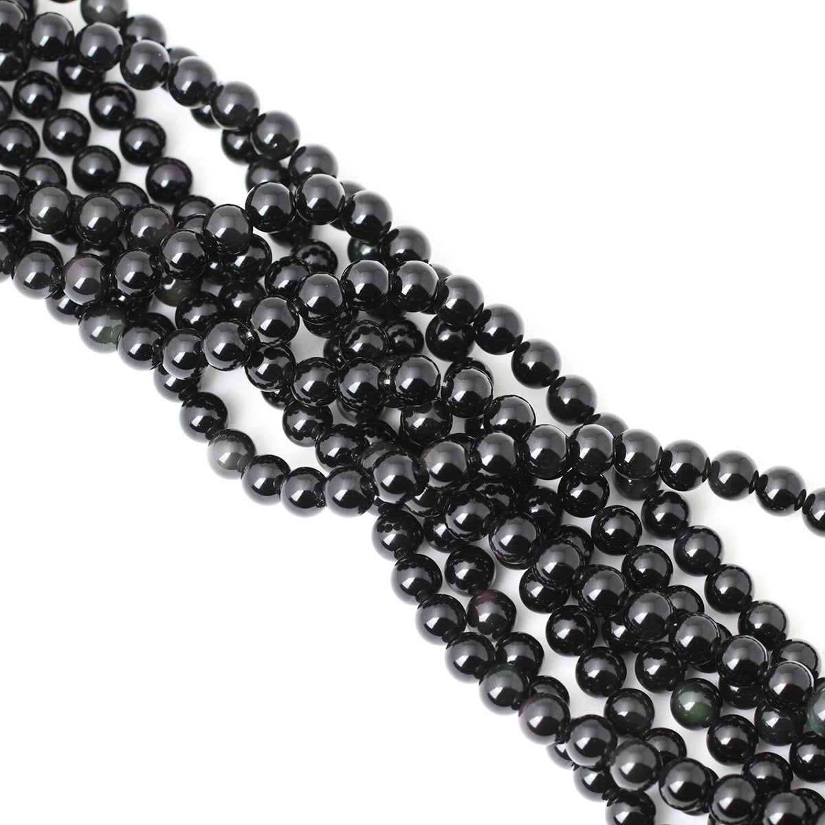 CHEAVIAN 45PCS 8mm Natural Black Obsidian Gemstone Round Loose Beads Crystal Energy Stone Healing Power for DIY Jewelry Making 1 Strand 15"