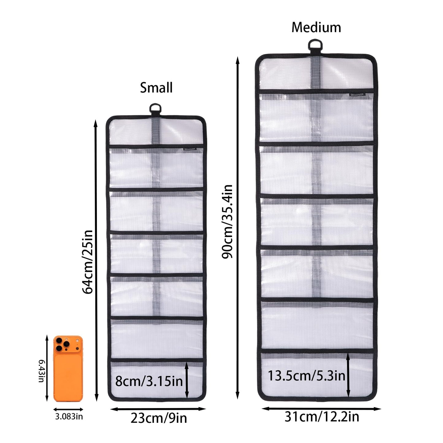 Small Roll Up Storage Bag, 6 Pockets Roll Up Tool Kit, Suitable for Mechanics, Kitchen Storage, Art Sketching, Travelling, Potter's Tools, Office Objects, Transparent and Visible, Space-Saving 4 Pack