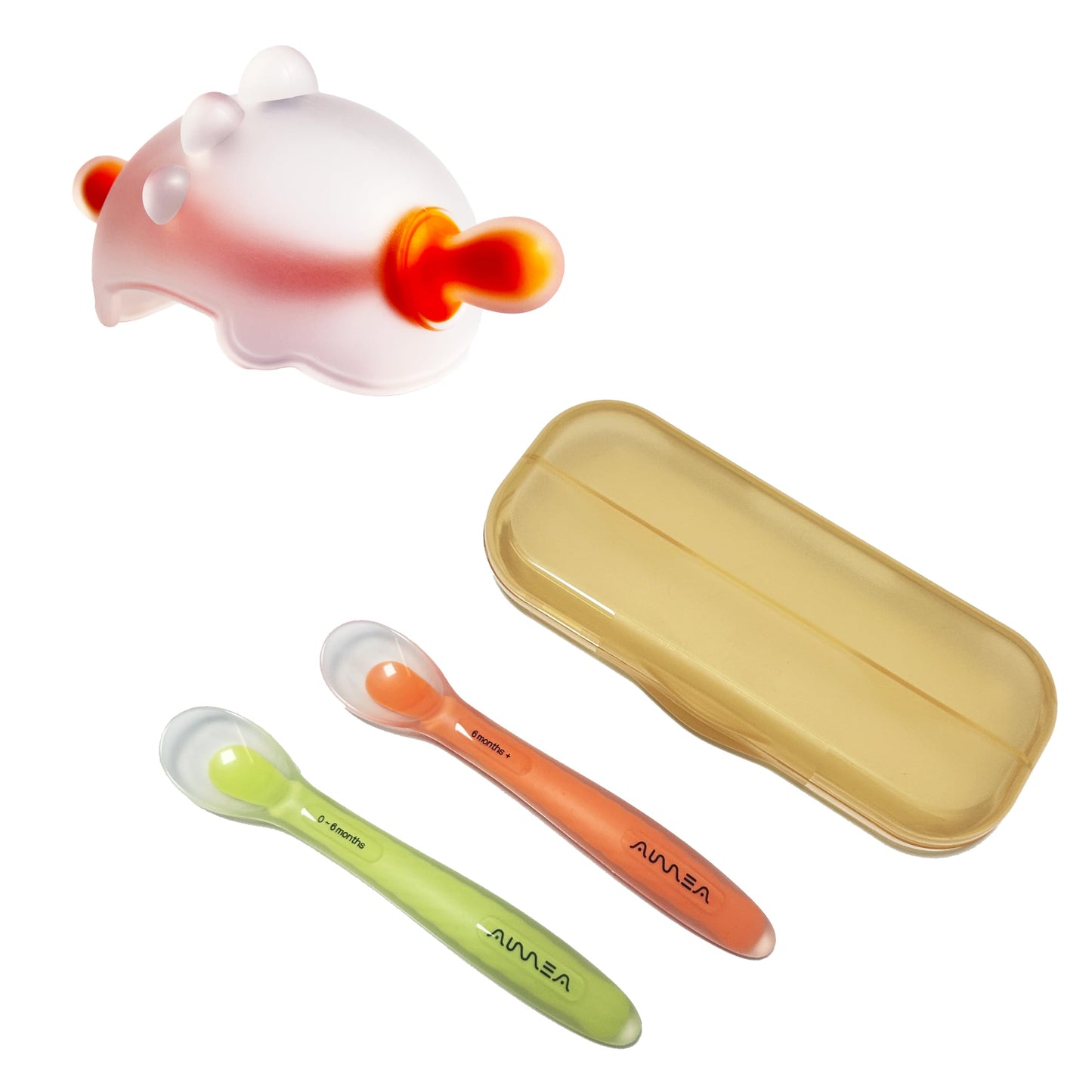 Aurrea Baby teethers for Babies 3-6 Months with Baby Spoons The First Stage Feeding, Foods Spoon Set with Travel Case