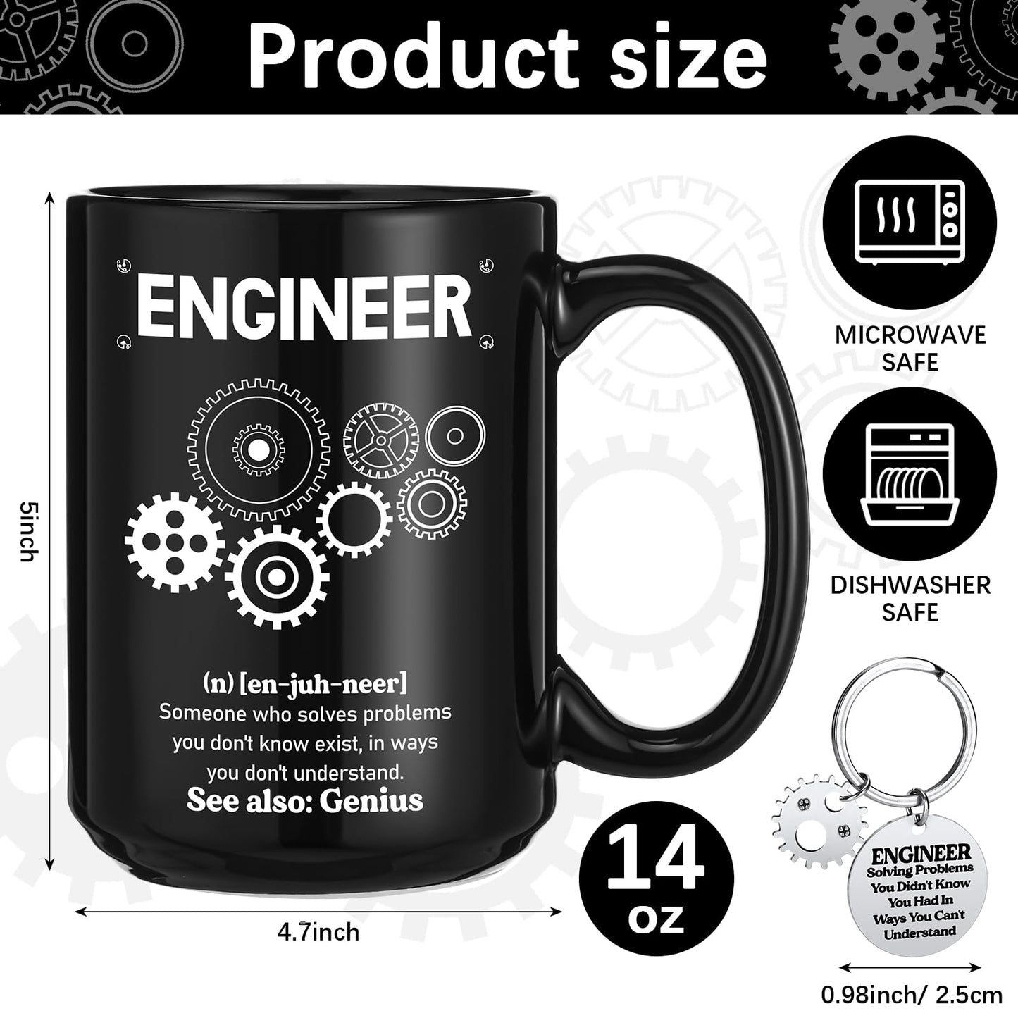 Panitay Engineer Gifts Set for Men 9 in 1 Multi Tool Pen 14 oz Engineer Coffee Mug Keychain Sock Gadget Birthday Retirement Employee Spirit Month Gift for Father Mechanical Electrical
