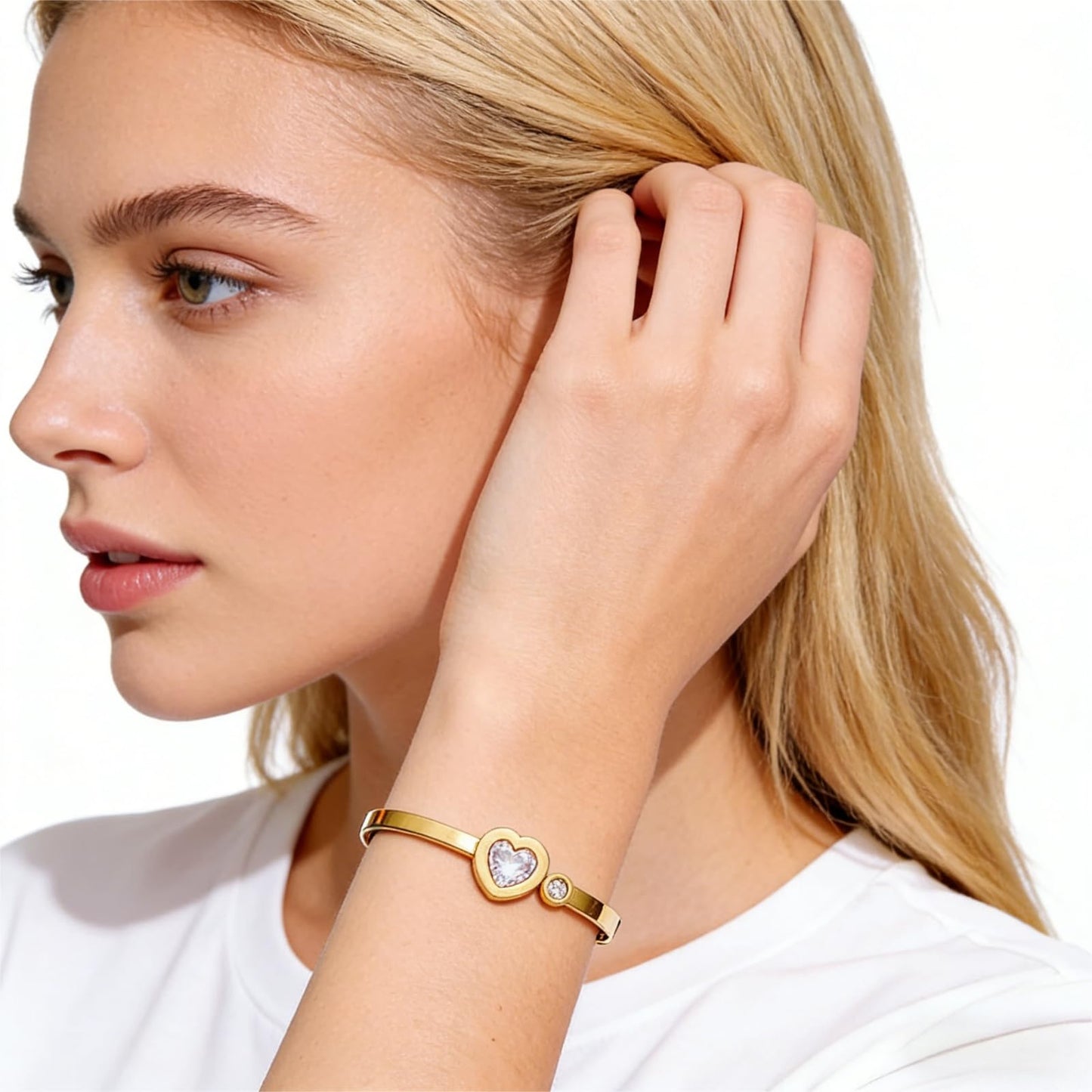 Vbvbip 18K Gold Plated 316L Stainless Steel Bangle Bracelet Collection - 12 Unique Designs + Matching Diamond-Accent Titanium Steel Chain, Gift for Women