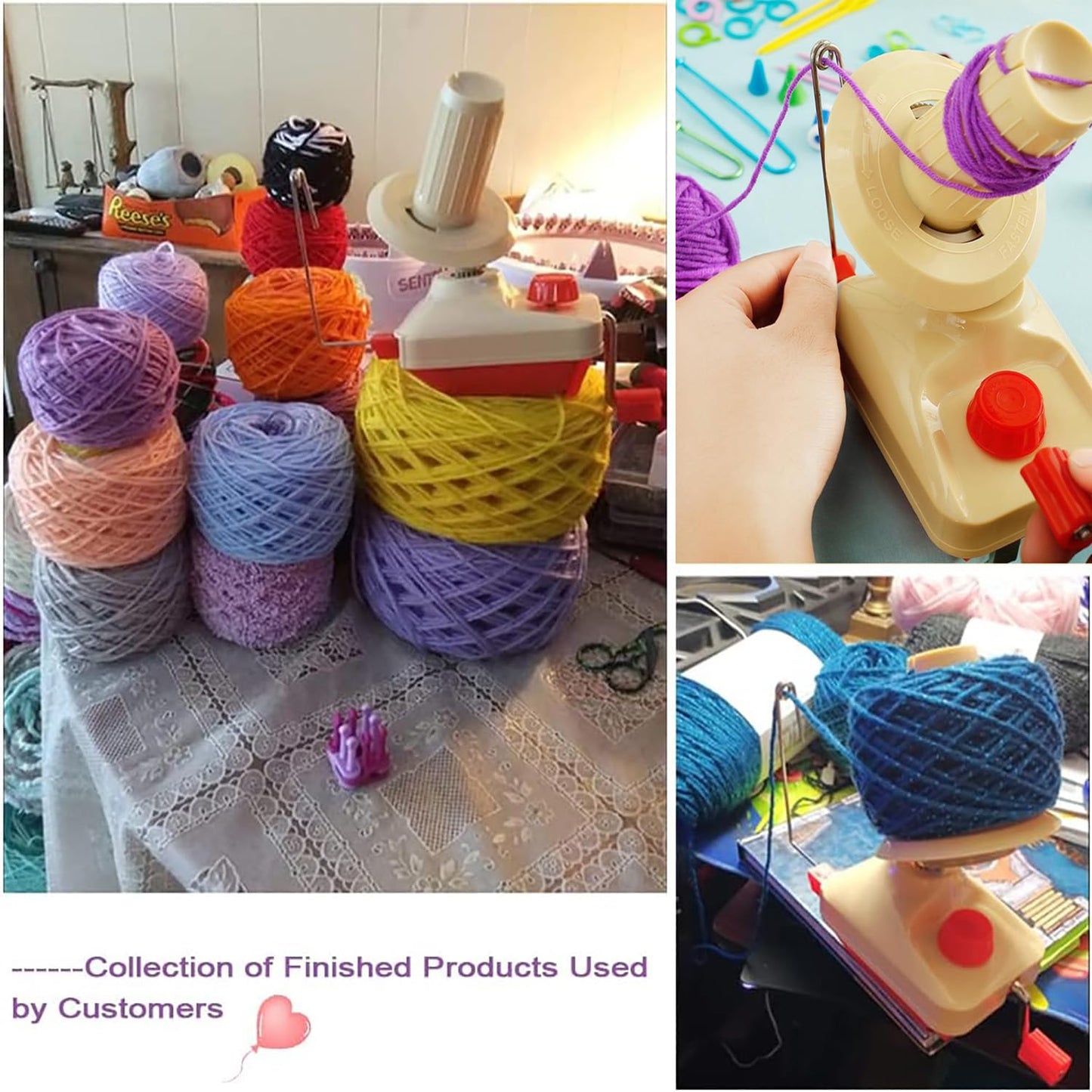 Ball Winder, Convenient Yarn Winder, Ball Winder Suit for Yarn Swift with Easy Installation, 1 Scissor + 20 Gauge Knitting Needles + 4 Sizes of Pom Pom Makers (26)