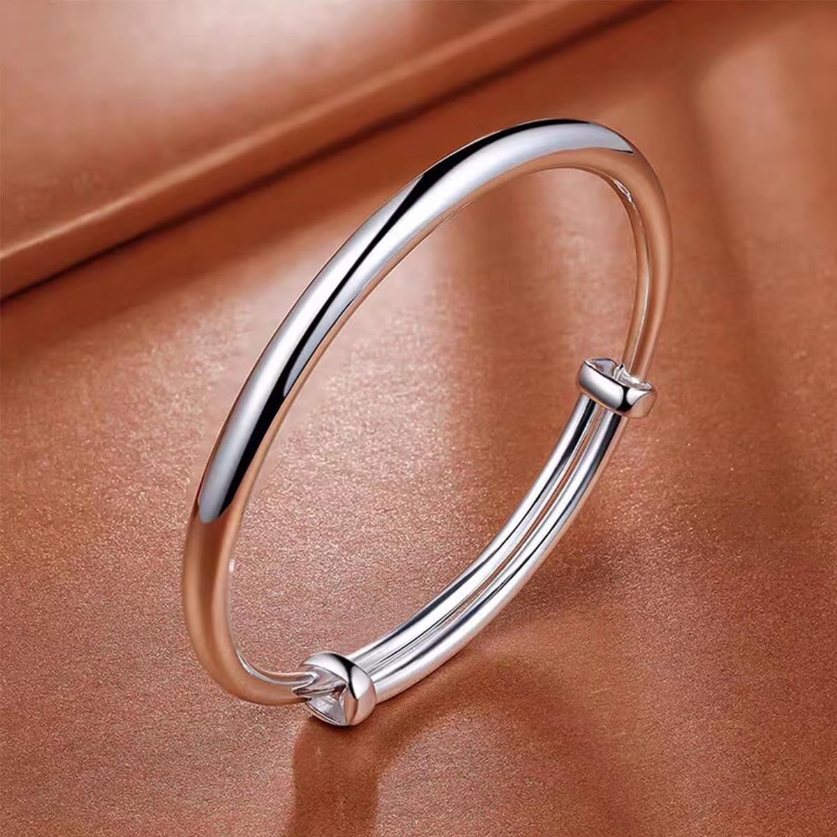 Eyixvan 2 Pack Silver Plated Bangle Bracelets for Women, Stackable Adjustable Classical Bangle Set for Women, Jewelry Gift for Valentines Day, Anniversary, Mothers Day,Birthday,Christmas Gift for Her