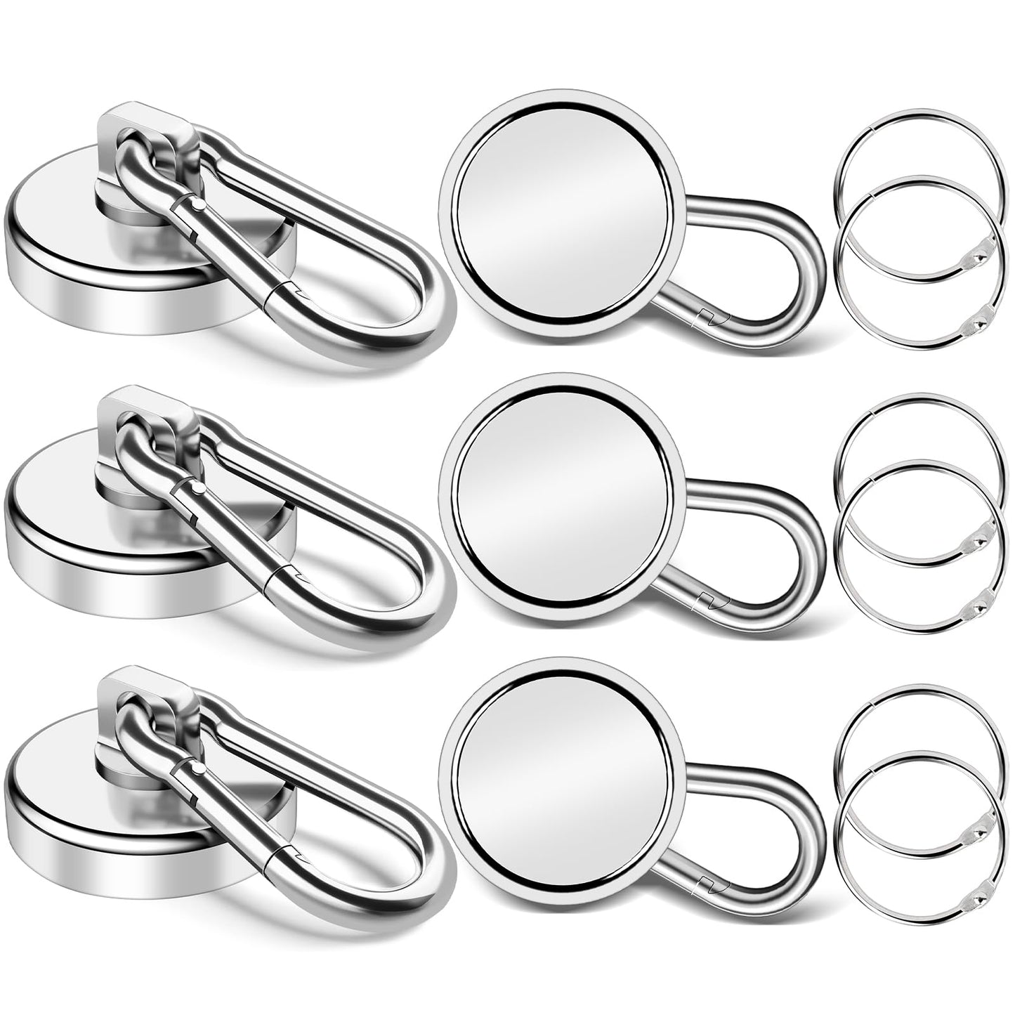 VSKIZ Magnetic Hooks,70Lbs Heavy Duty Magnetic Hooks with Swivel Carabiner for Cruise Cabins,6 Pack Extral Strong Neodymium Magnet Hooks Metal Magnetic Hanger for Toolbox, Grill, Fridge-25MM