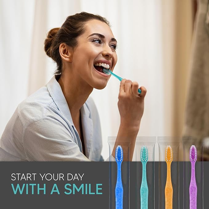 100 Pack Disposable Toothbrushes with Toothpaste Built in | Premium Quality Prepasted Toothbrushes Individually Wrapped - Waterless Toothbrush Soft Bristles for Work, Camping, Travel, Hotel