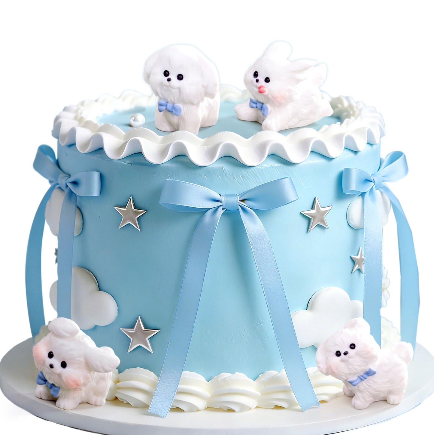 LaVenty Cute Puppies Cake Topper Cartoon Birthday Cake Decorations Figures for Birthday Party Decorations