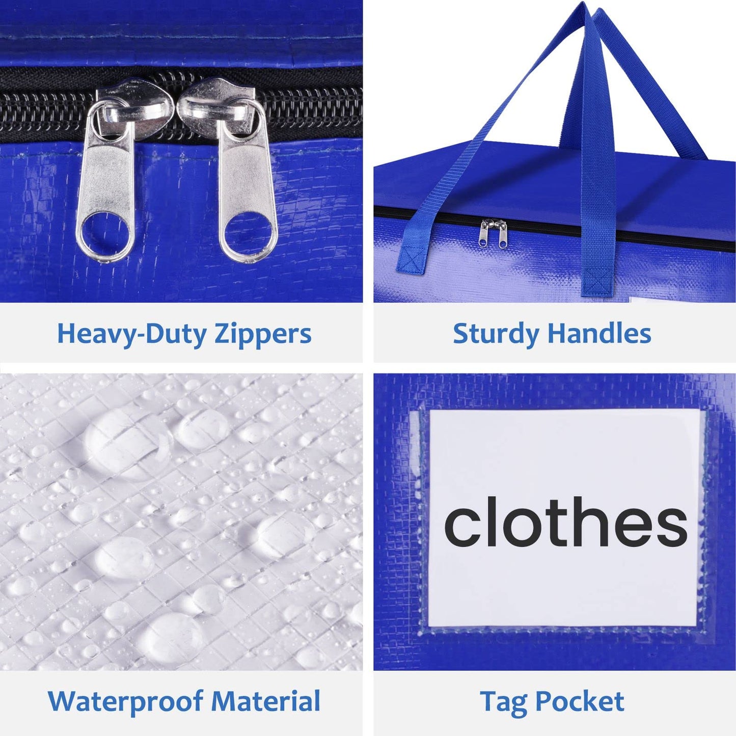 EpicTotes Extra Large Moving Bags, Storage Totes with Study Handles & Heavy Duty Zippers, Moving Supplies for Moving & Storage, Space Saving Packing Bags for Home & Dorm(88L 6-Pack)