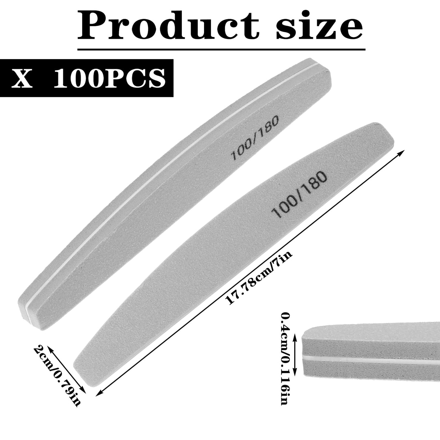 20 Pack Nail Buffers 100/180 Grit Washable Double Sided Nail Block File Reusable Nail Care Manicure Set for Acrylic Natural Gel Nails Salon & Home Use, Gray