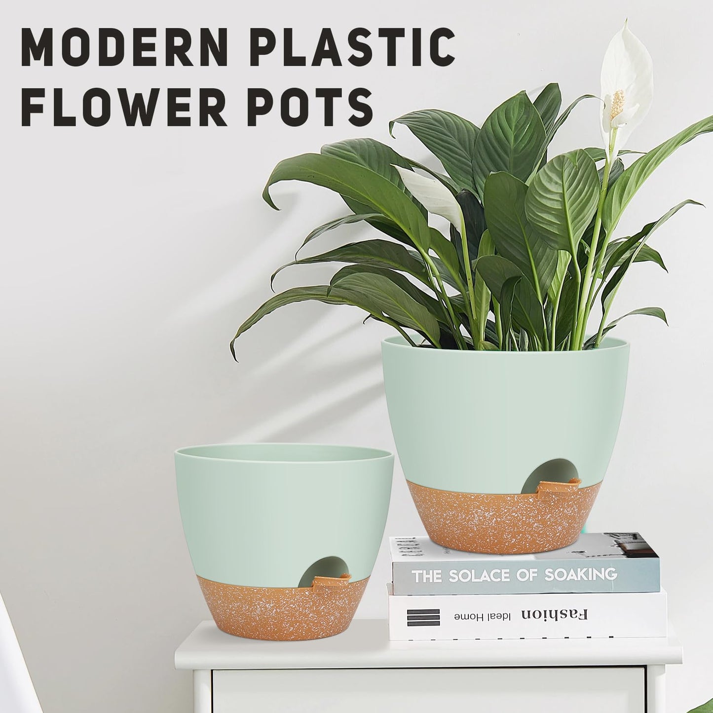 YNNICO 12" 10" 9" Large Self Watering Plant Pots, 3 Pack Flower Pots Planters with Multi Mesh Drainage Holes for Indoor Outdoor Garden Plants and Flowers.