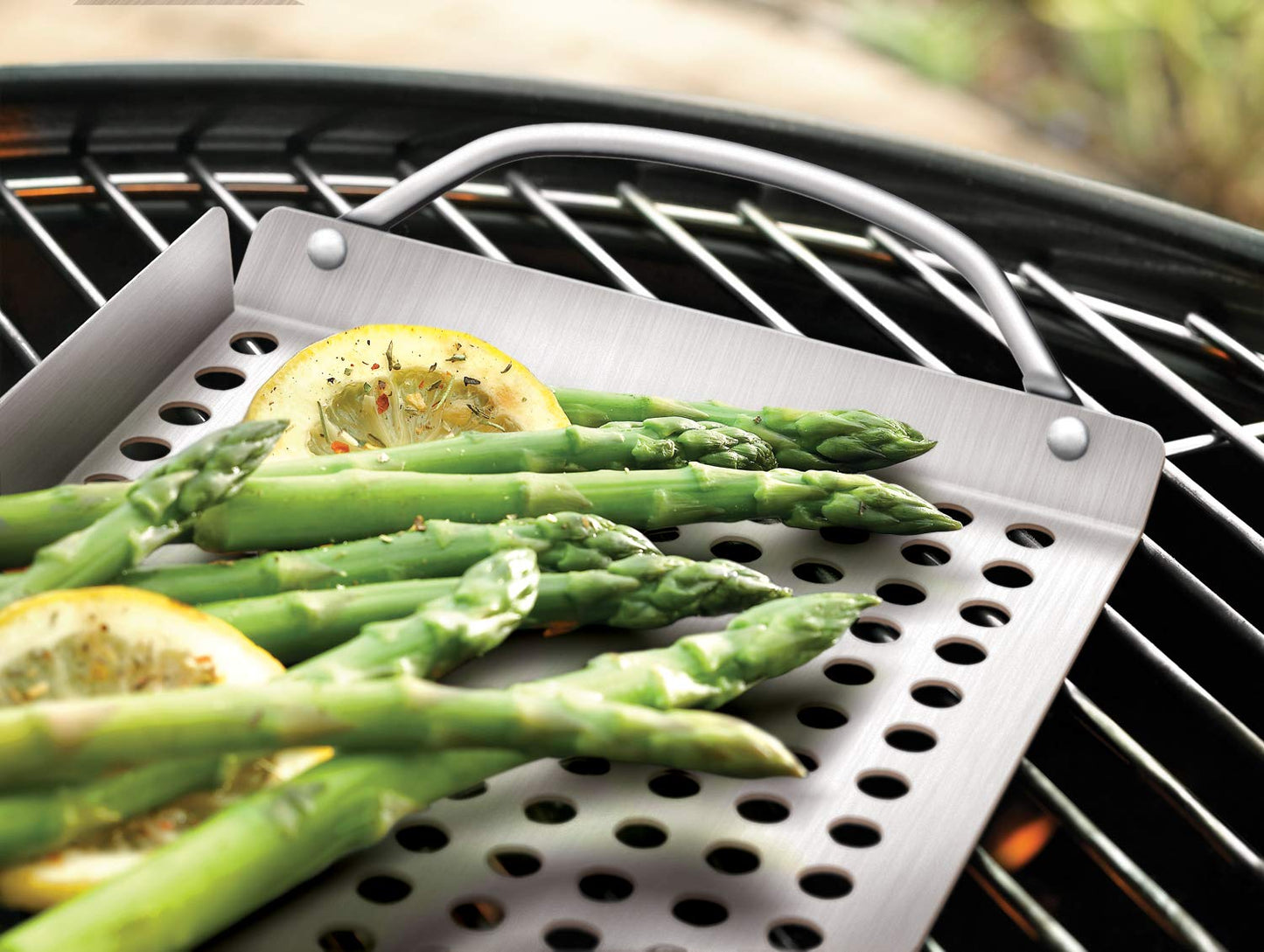 Outset Stainless Steel Grill Topper Grid, Set of 2, 11"x7" and 11"x17" BBQ Basket Trays