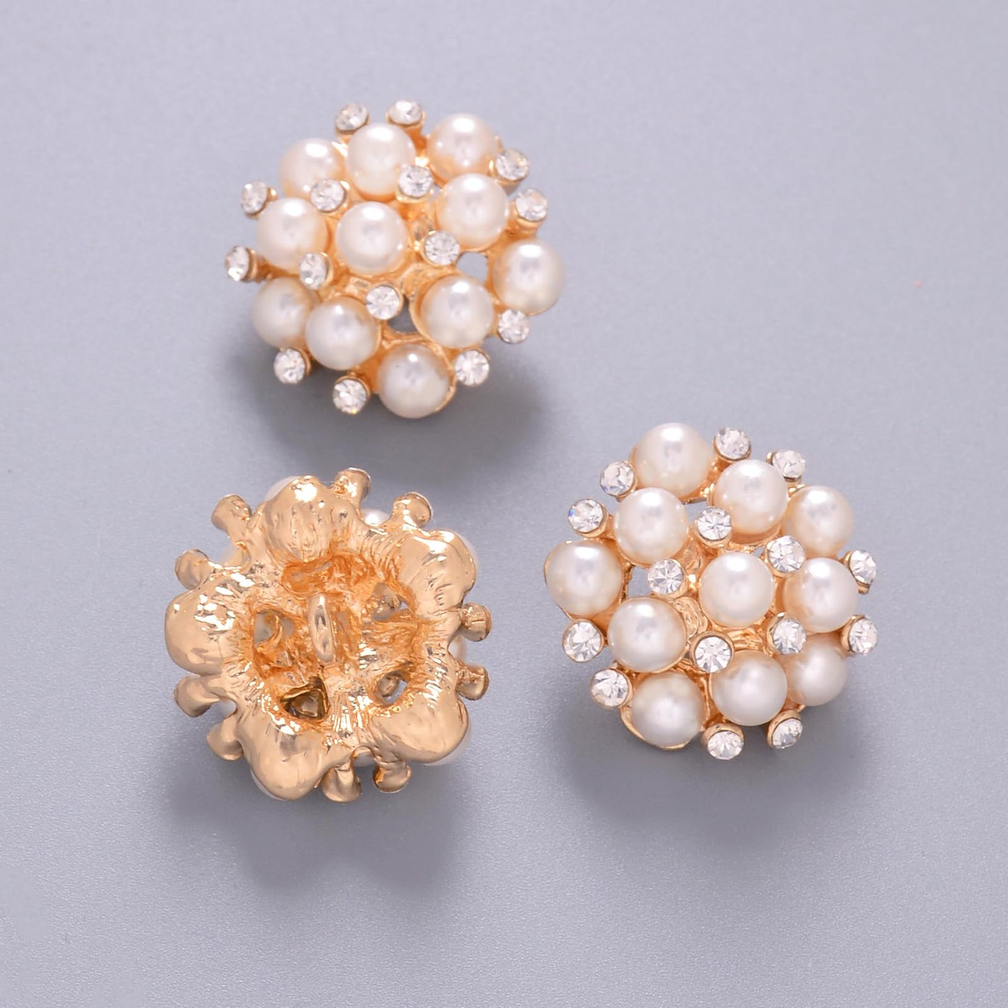 Jerler 10 Pcs Pearl Rhinestone Buttons Crystal Embellishments Sew on Clothing Buttons