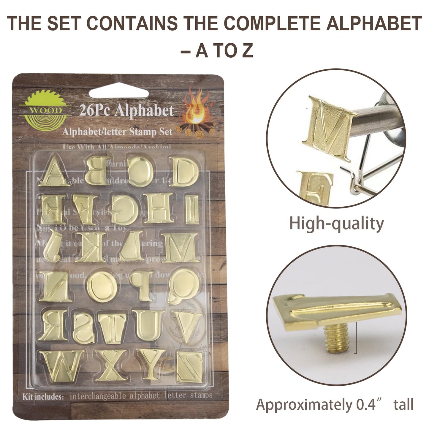 Arokimi Wood Burning Tips,Uppercase Alphabet HotStamps Set for Branding and Personalization of Wood, Leather, and Other Surfaces, Letter (Letters)