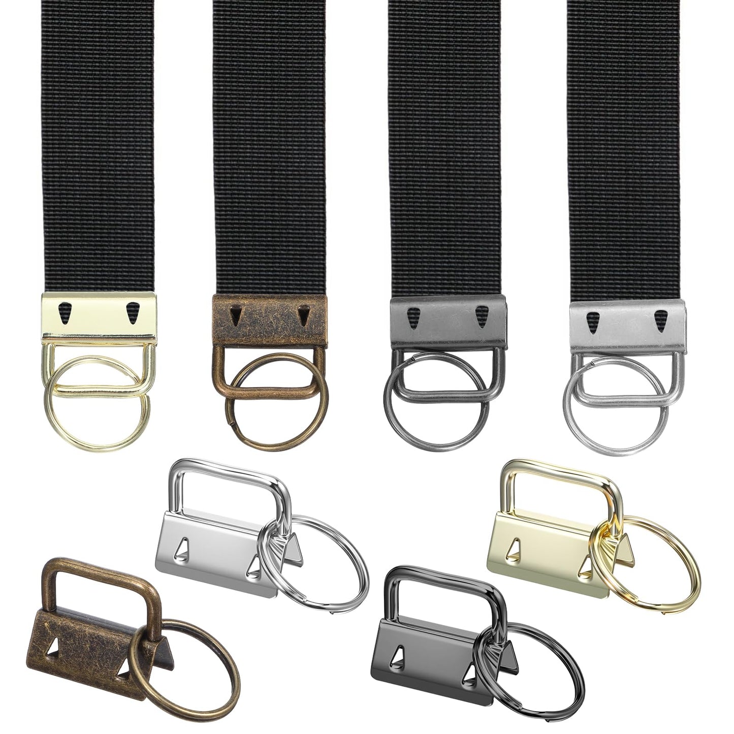 Kifmurase 40 PCS Key Fob Hardware 1 Inch Keychain Hardware Set with Split Ring for Keychain Wristlet, Lanyard, Crafts DIY Supplies for Gift(4 Colors)