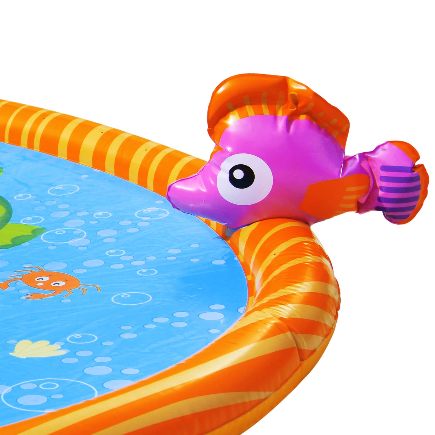 BANZAI Splash Pad Toddler Water Play Mat, 58 in Outdoor Kids Sprinkler Mat with 3D Sea Characters, Baby Splash Pad for Backyard Summer Fun