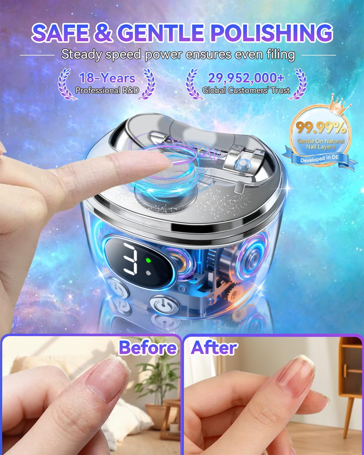2026 Pro 6.0 Upgraded Electric Automatic Nail Clipper【Top1 German Motor】【3 Speeds & Double Mouth Blade】【LED Light & Magnifier Assistance】Clear Vision, Precise Trimming (Suitable for Families,Seniors)