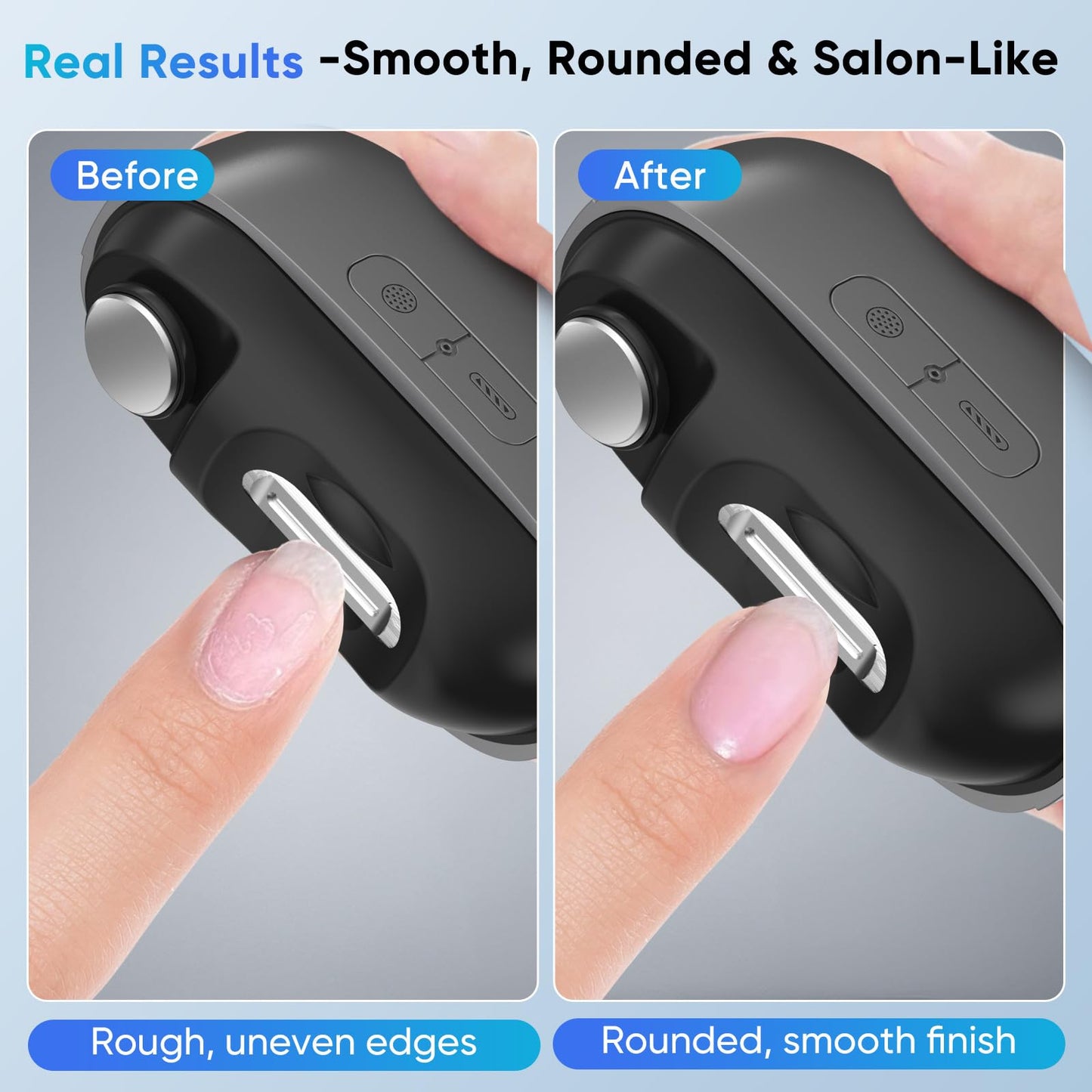 Electric Nail Clipper, Rechargeable Nail Trimmer with LED Light & Nail Storage, One-Touch Quiet Fingernail & Toenail Cutter for Adults & Seniors, USB-C, Long Battery Life（Black）