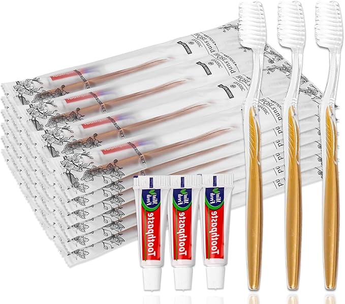 200 Pack Disposable Toothbrushes with Toothpaste Bulk Individually Wrapped, Travel Toothbrushes with Medium Soft Bristle, Manual Travel Toothbrush Kit for Adults, Kids