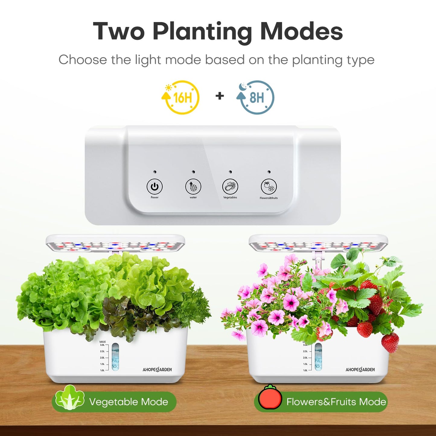 Ahopegarden Indoor Garden Hydroponics Growing System: 10 Pods Plant Germination Kit Herb Vegetable Growth Lamp Countertop with LED Grow Light - Hydrophonic Planter Grower Harvest Lettuce
