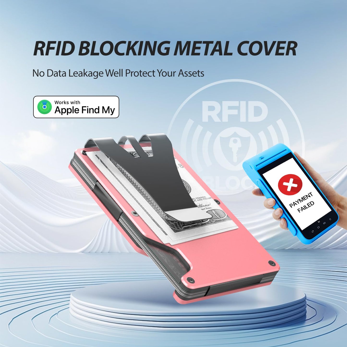 Air Wallet, Built-in Tracker Slim Wallet, Smart Wallet with Money Clip, Compatible with FindMy Network(iOS Only), Anti-Theft Card Holder, *Gift for Men (Tracker Wallet,Macaron Powder)
